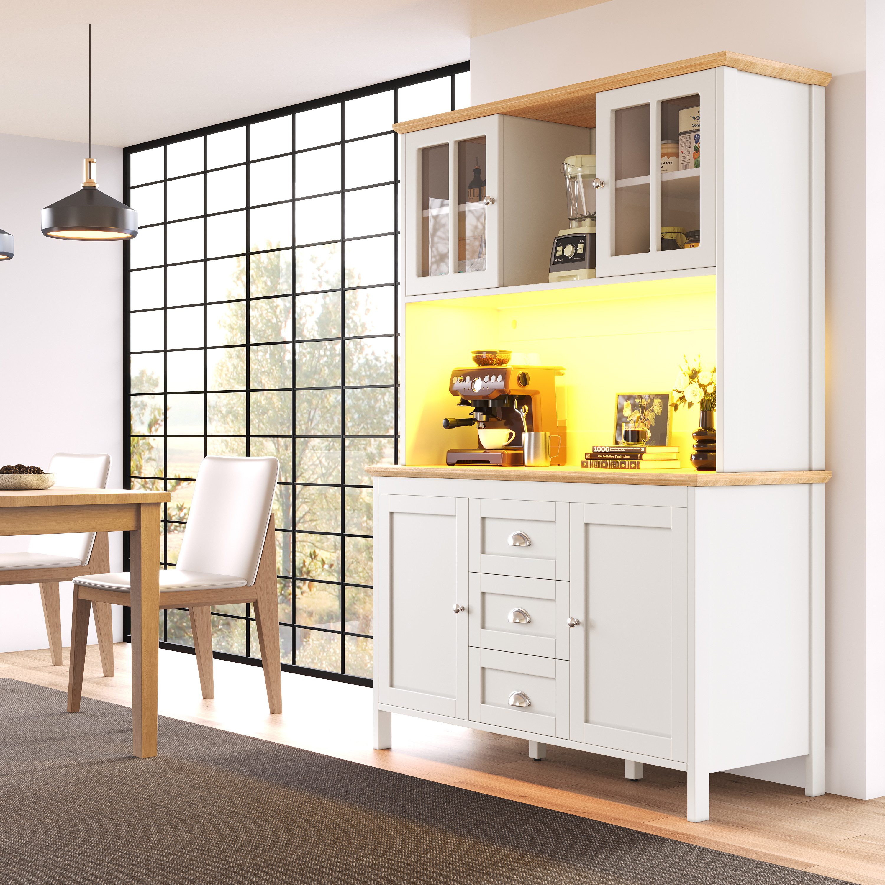 OKWISH Hochschrank Seitenschrank (Hoher Aufbewahrungsschrank– LED-Beleuchtung, 1-St., 120 x 40 x 179 cm)