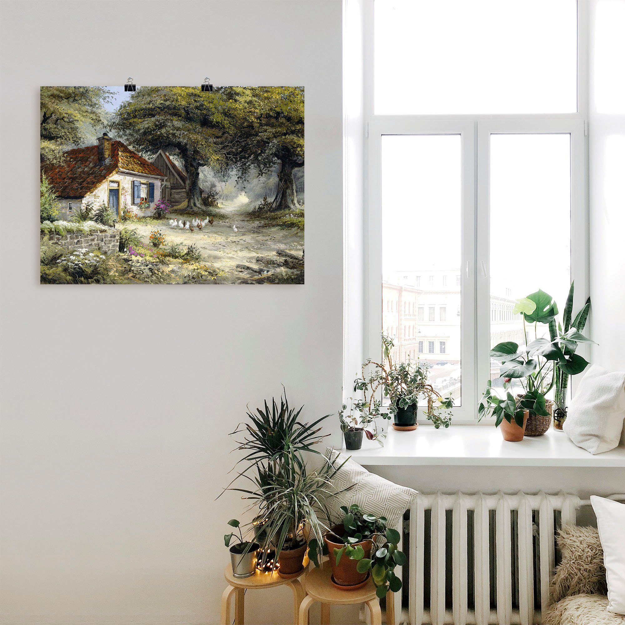 Artland Wandbild Märchenhaftes Ferienhaus, Garten (1 St), als Leinwandbild, Poster in verschied. Größen