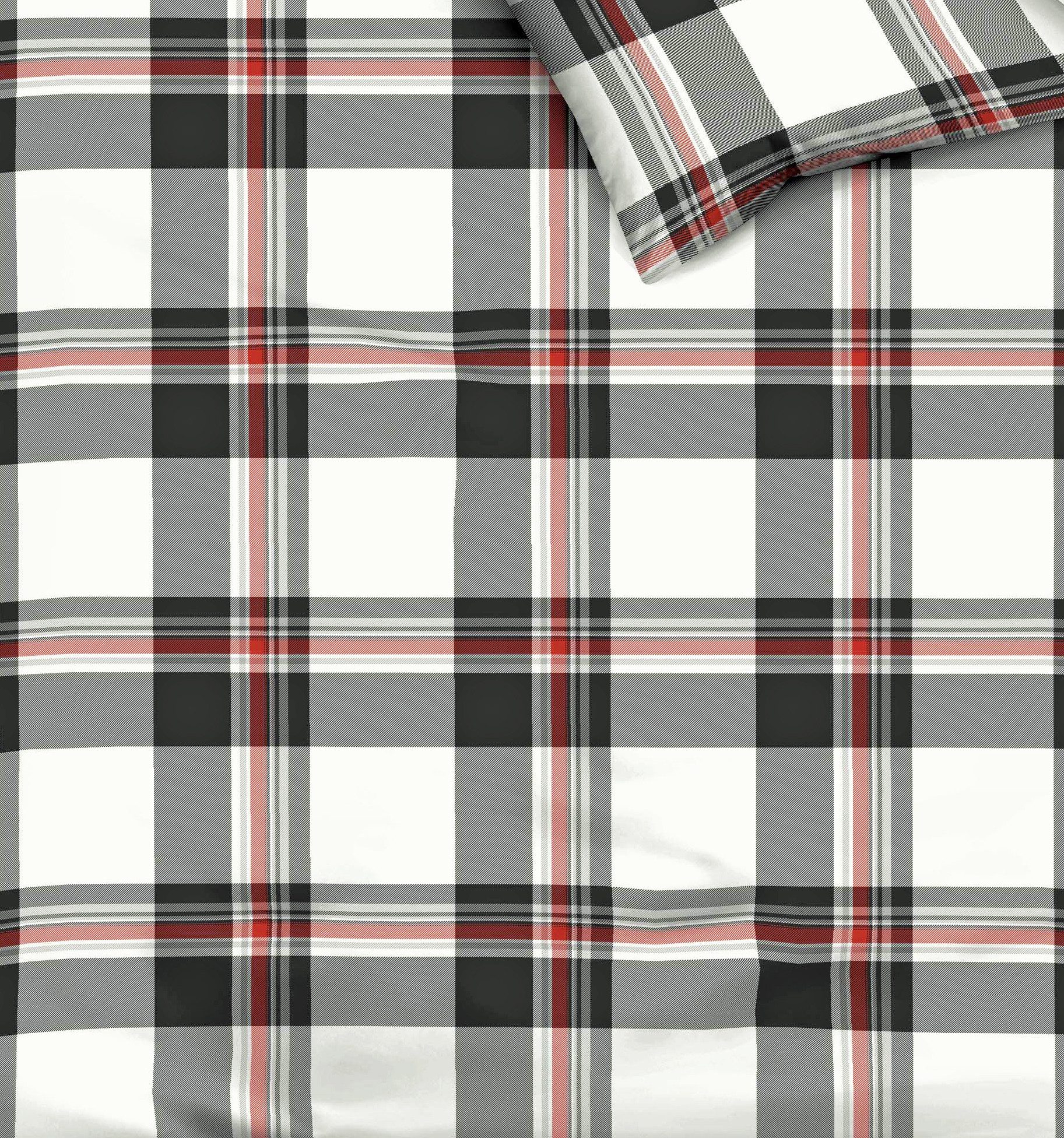 Kaeppel Bettwäsche 135x200cm Cottage Anthrazit Rot, Biber, 2 teilig, tolles Streifendesign in Anthrazit, Rot und Offwhite