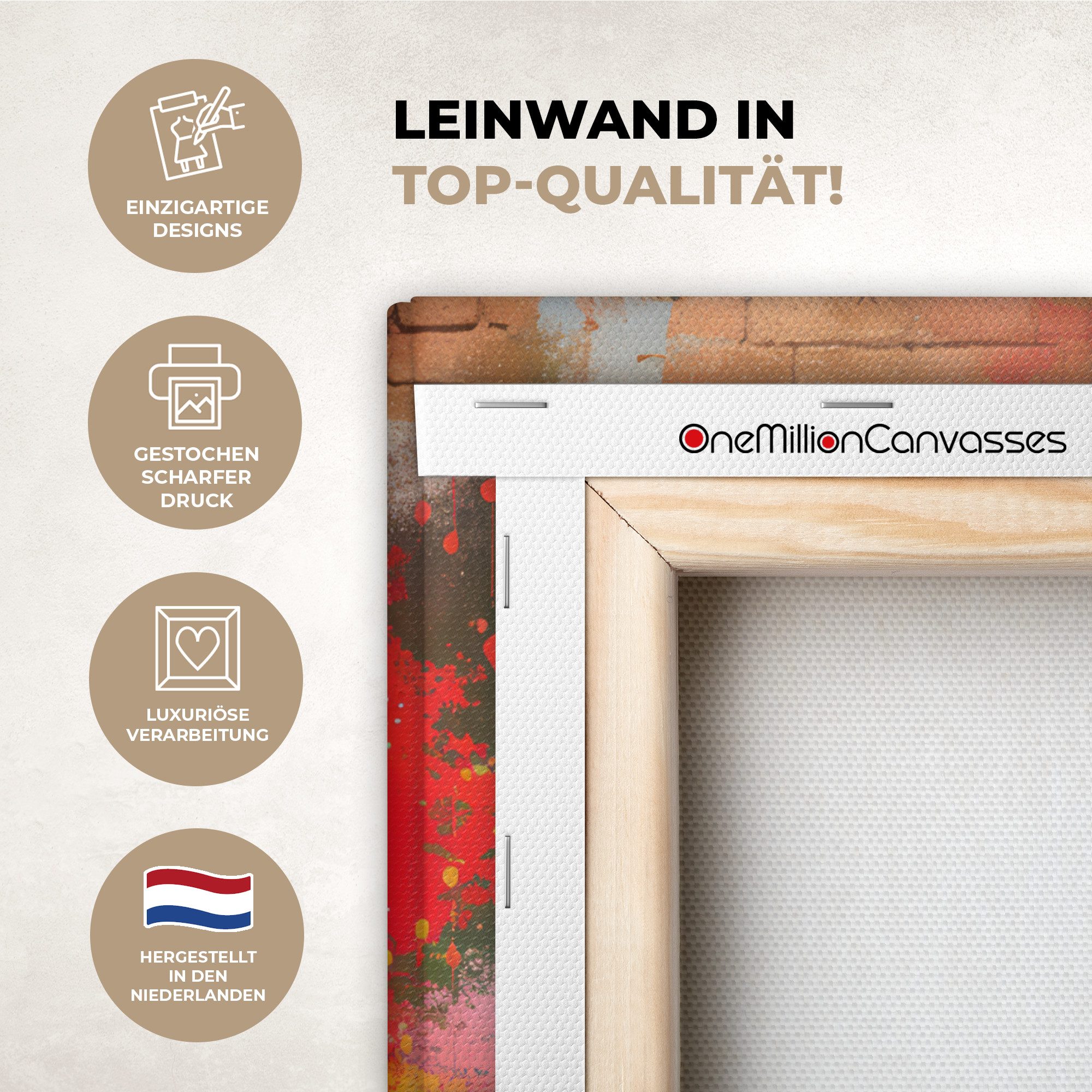 OneMillionCanvasses® Leinwandbild Graffiti - Japanischer Garten - Farbenfroh - Japan - Straßenkunst, Fotodruck (1 St), Leinwand Bilder für Wohnzimmer Schlafzimmer 30x40 cm