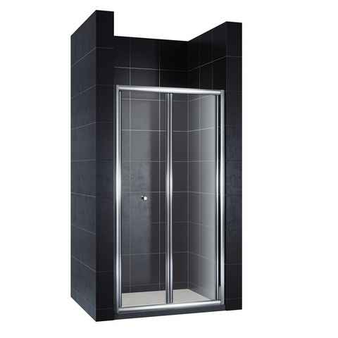 SONNI Dusch-Falttür Duschkabine,76-100cm x 185 cm, Einscheibensicherheitsglas, 80x185 cm, Einscheibensicherheitsglas, links und rechts montierbar