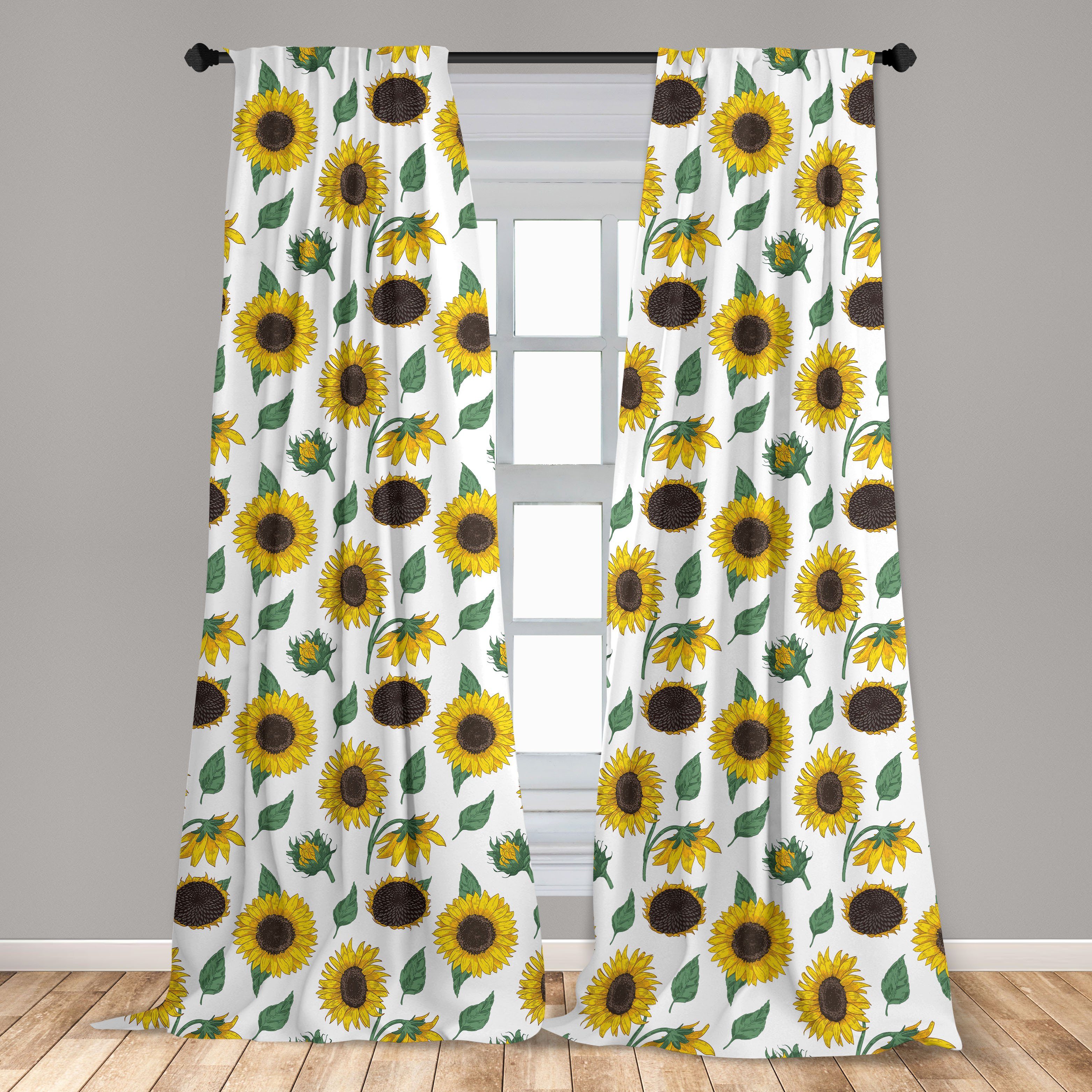 Gardine Vorhang für gezeichnet Schlafzimmer Dekor, Sonnenblume Wohnzimmer Von Microfaser, Hand Abakuhaus, Blumenkunst