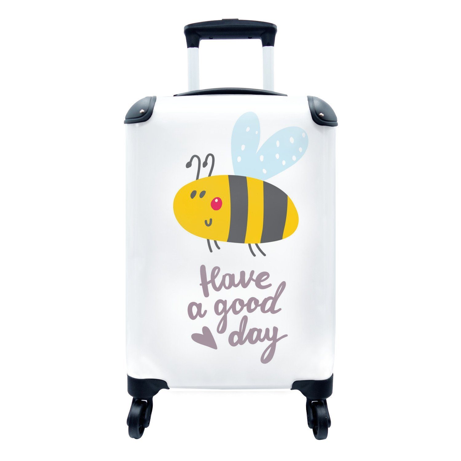 MuchoWow Handgepäckkoffer Zitate - Einen schönen Tag - Biene - Illustration - Kinder, 4 Rollen, Reisetasche mit rollen, Handgepäck für Ferien, Trolley, Reisekoffer