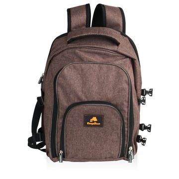 CampFeuer Picknickrucksack Freizeitrucksack 32-teilig, Picknickset für 4 Personen, braun meliert (32-tlg), Inkl. abnehmbarer Flaschenhalter