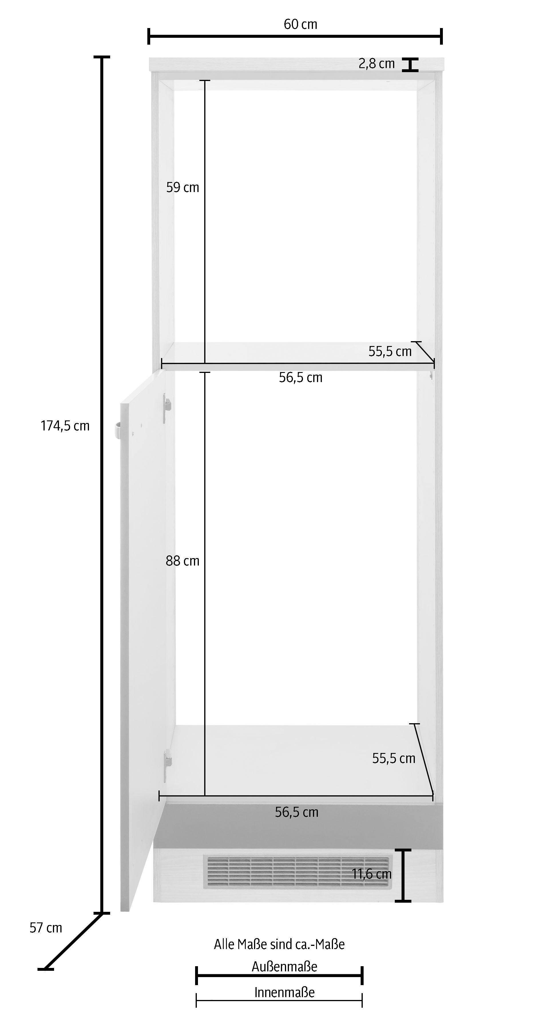 OPTIFIT Backofen/Kühlumbauschrank Faro, mit Metallgriff, 60 cm Breite weiß Glanz