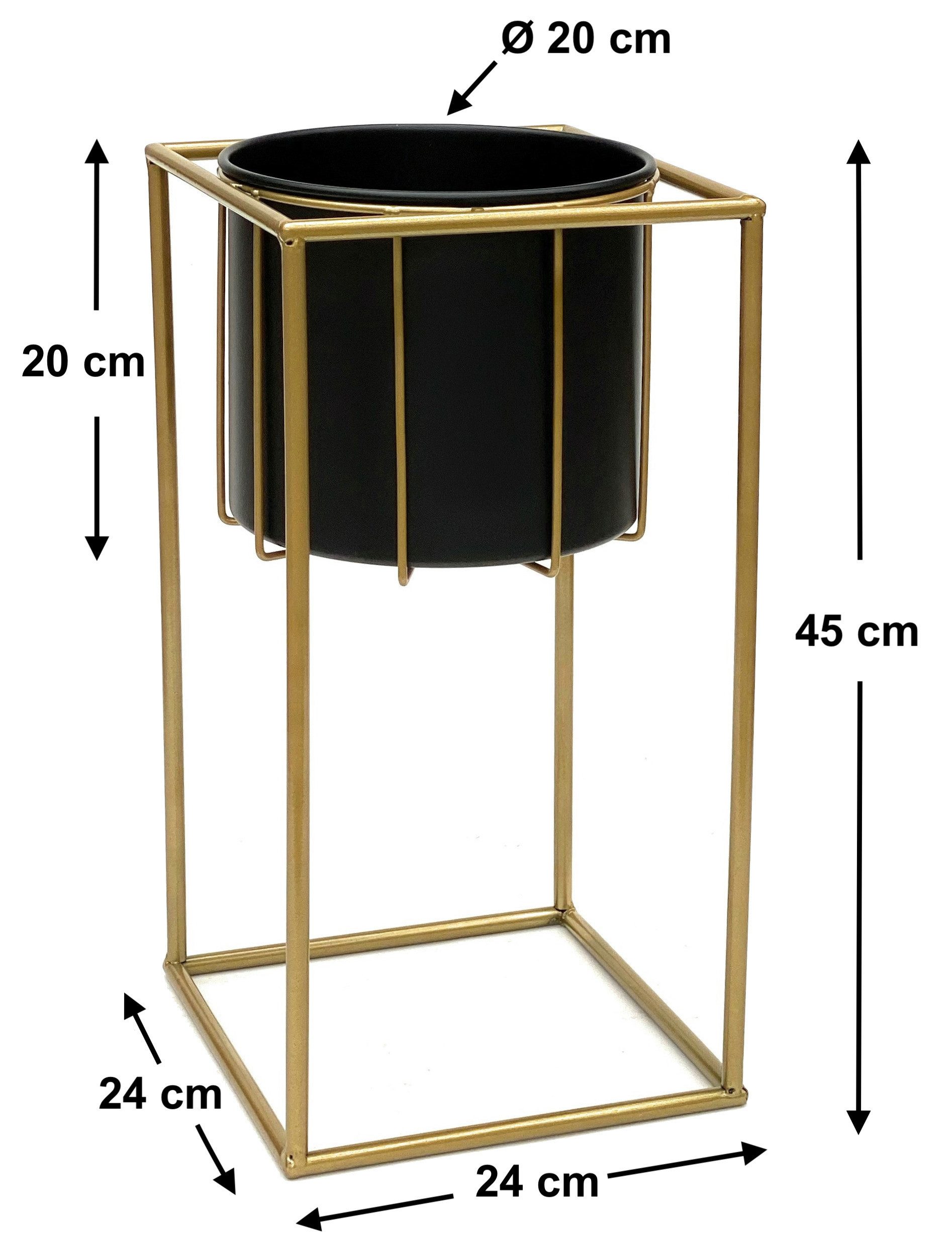 DanDiBo Blumenhocker mit Topf Metall Gold Schwarz Eckig Blumenhocker 96035, günstig online kaufen