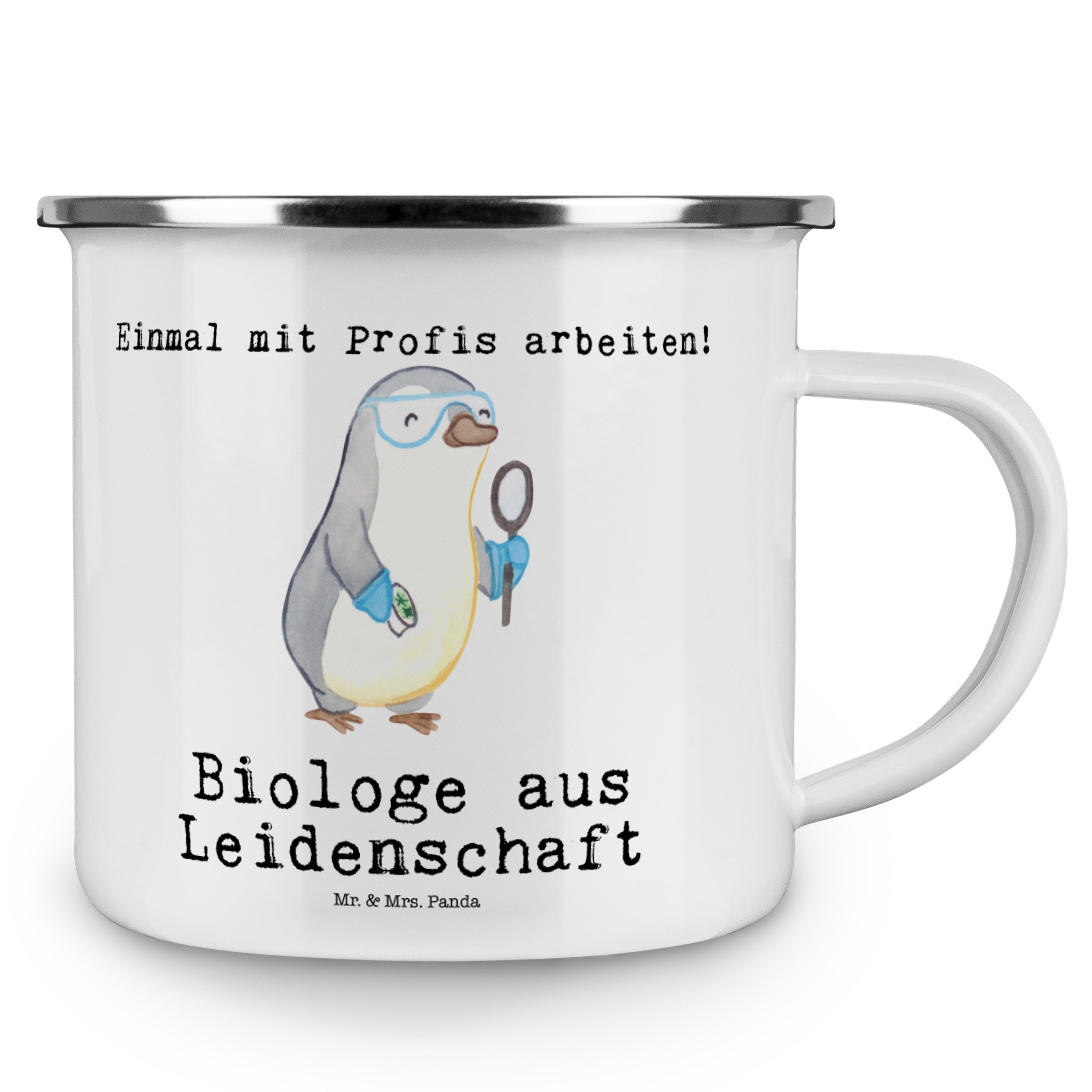 Blecht, Emaille - - Geschenk, & Leidenschaft Biologe Weiß Becher Jubiläum, Mrs. aus Panda Mr. Studium,