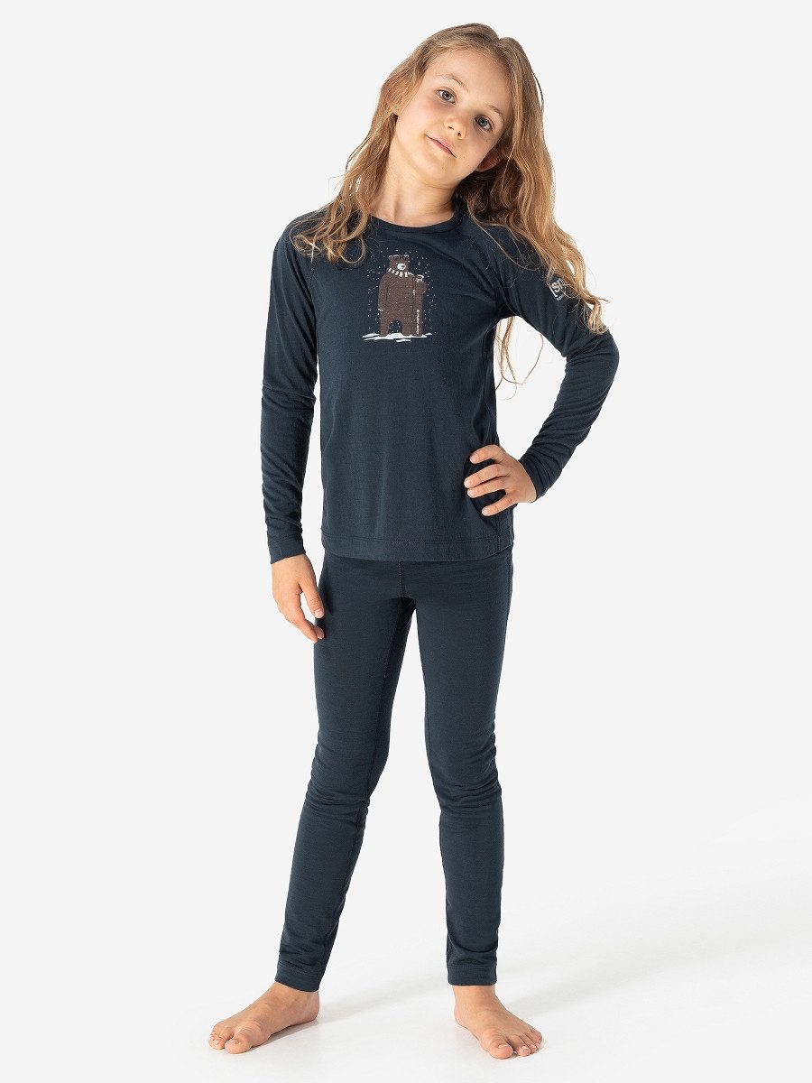 SUPER.NATURAL Langarmshirt für Kinder, Merino BENNIE BEAR175 LS Bär Motiv, warm, atmungsaktiv