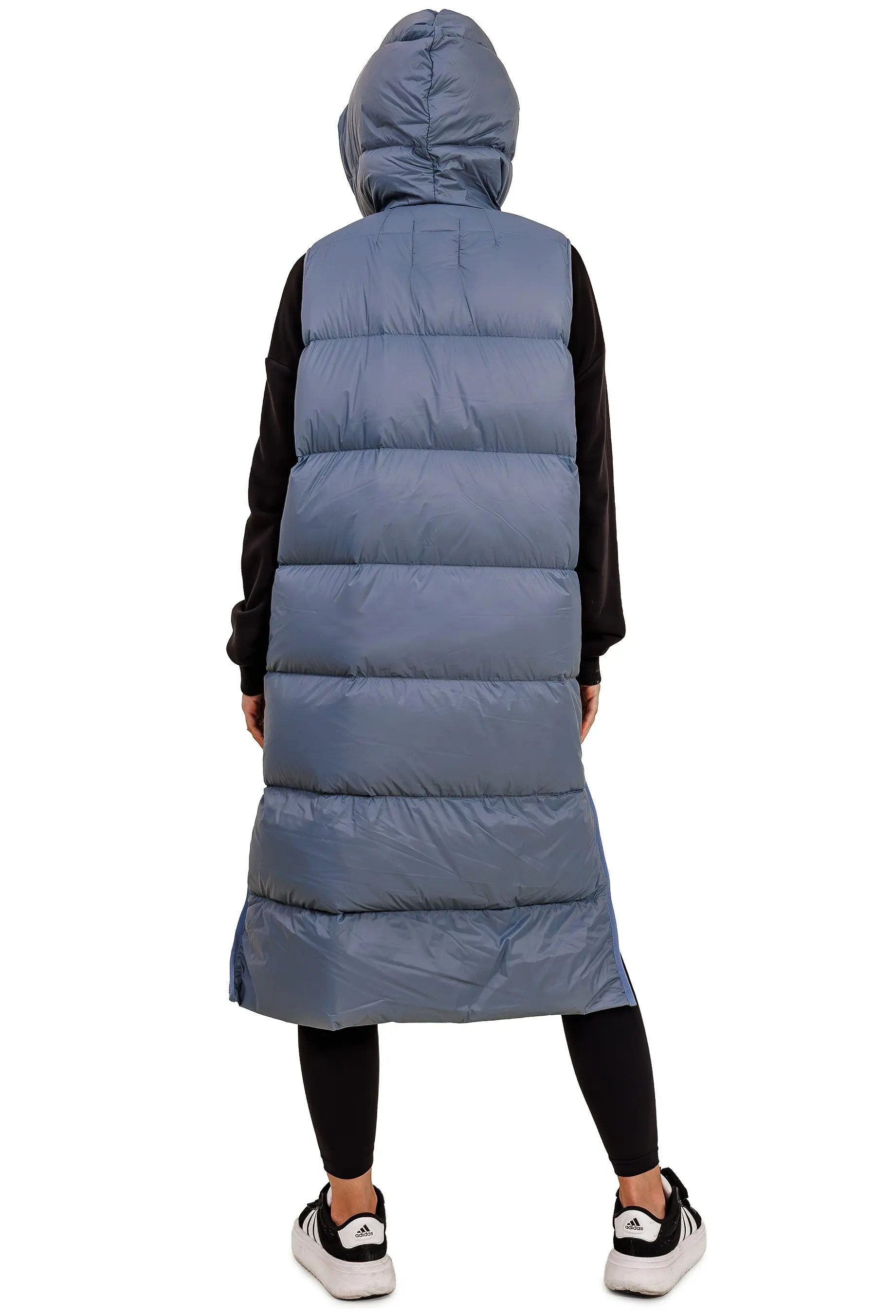 JNBY Daunenweste Damen lange Daunenweste mit Kapuze Herbst/Winterweste sky blue warm
