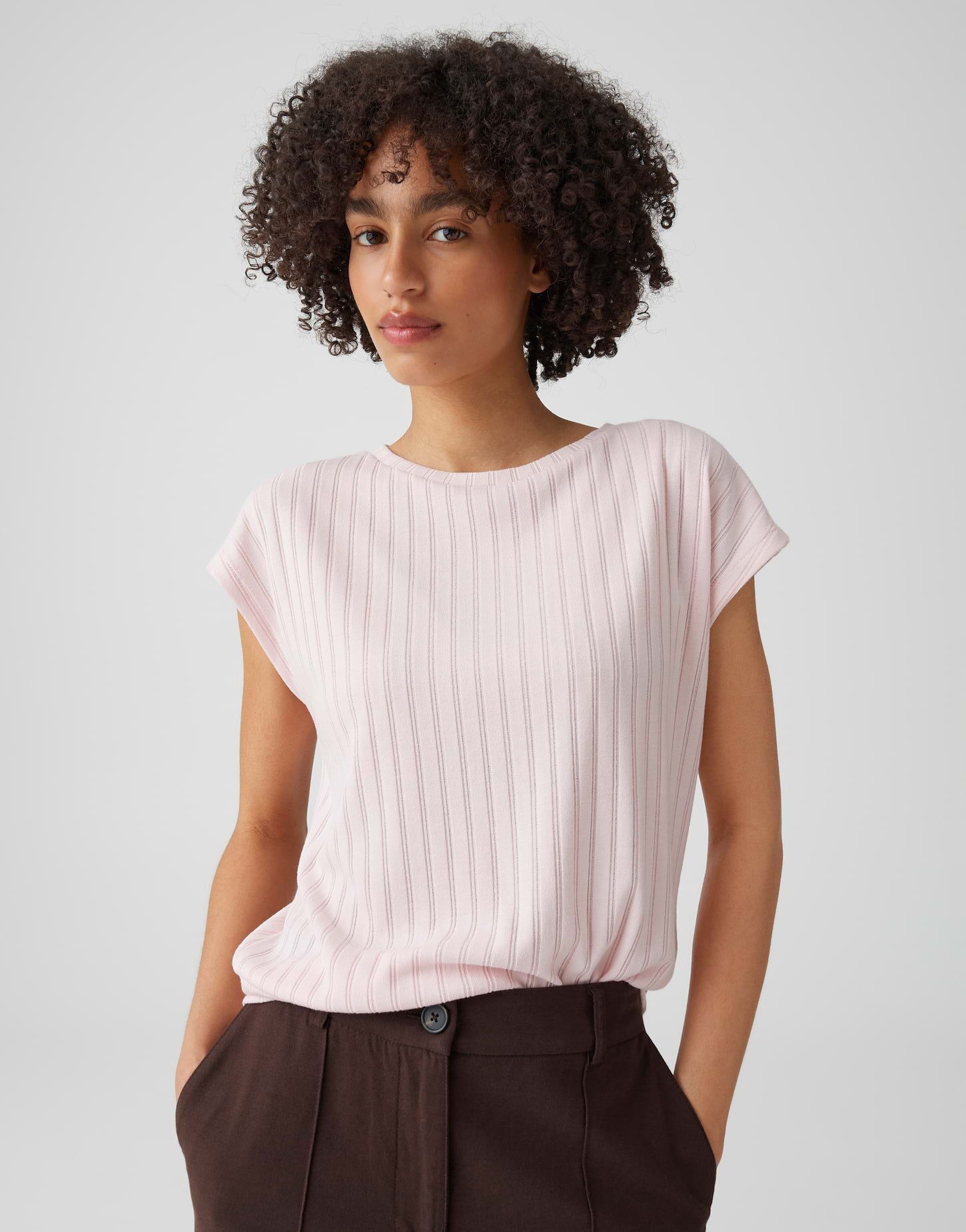 OPUS Kurzarmshirt Sapino aus Jersey mit Rippstruktur leichte Transparenz, weicher Griff, Casual
