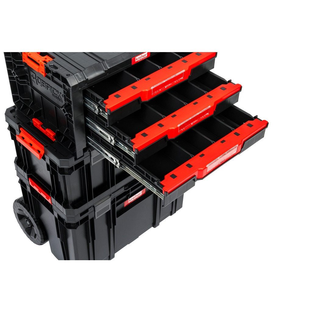 Kreher Werkstattwagen Q-Brick mobiler Alleskönner in verschiedenen Ausführungen (wählbar), Set 7, Robust, Bruchsicher, Rollbar, Erweiterbar, Einfache Bedienung