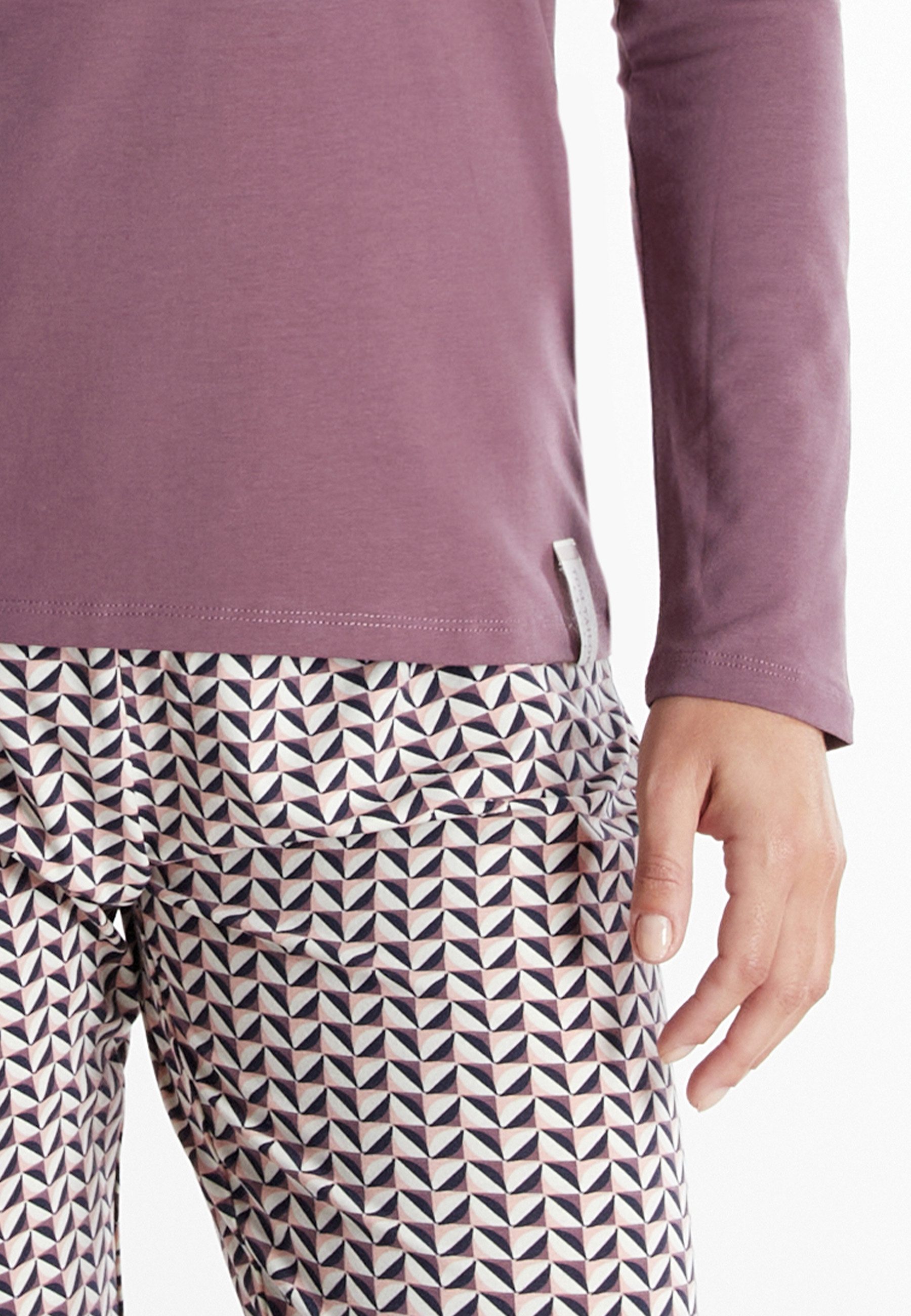 TOM TAILOR Schlafanzug Sitia (2 tlg) Langarm, Rundhalsausschnitt, mit Knöpfen, gemustert, Baumwollmix