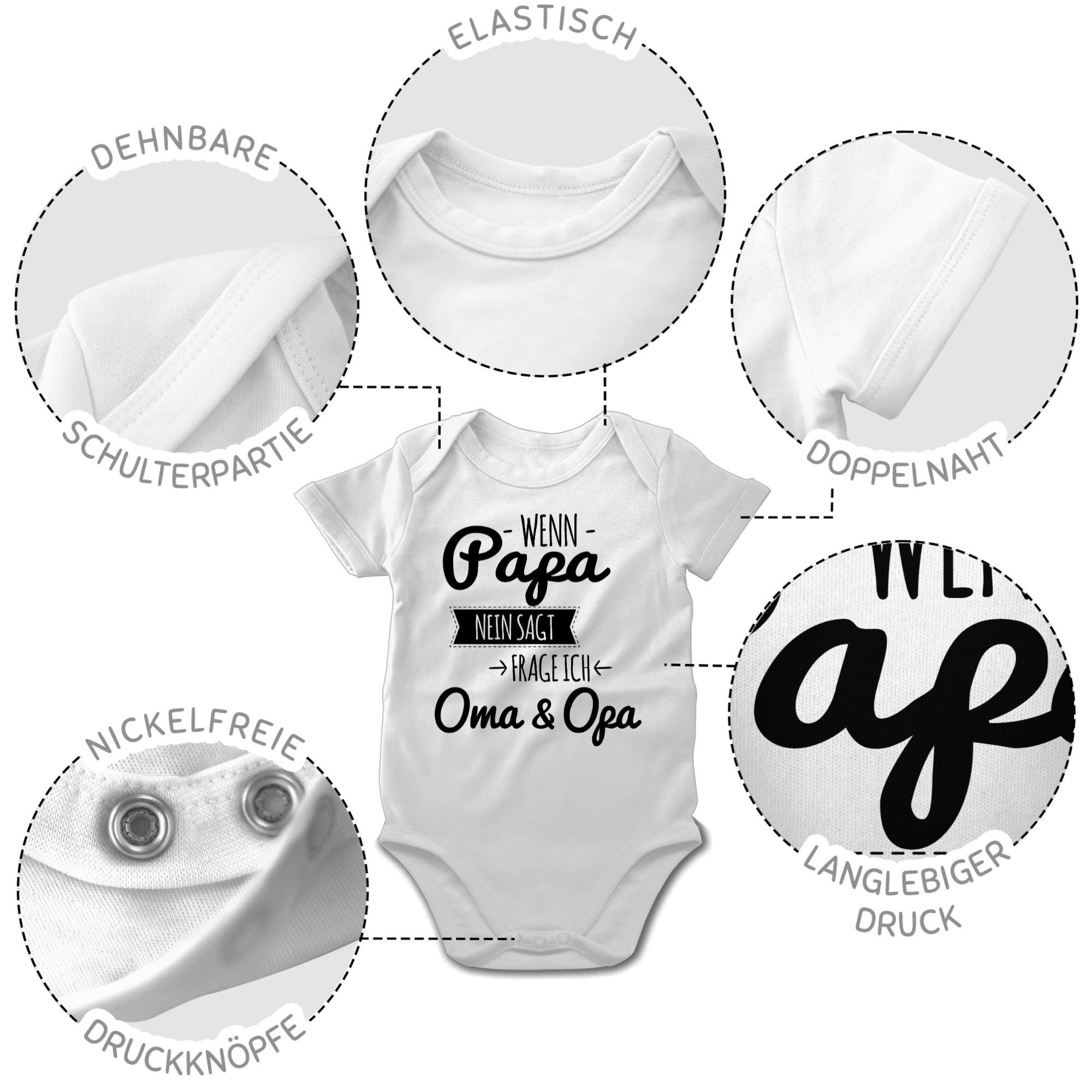 Opa 1 & nein Baby Oma Wenn Papa - schwarz sagt Shirtracer Weiß Sprüche frage Shirtbody ich