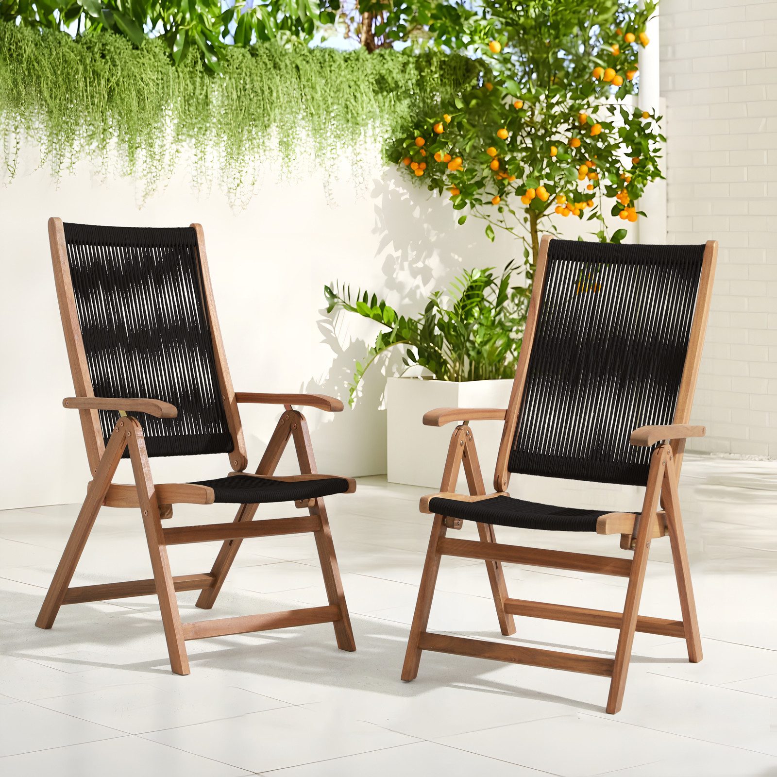 JOIVI Balkonset Terrassestühle, Esszimmerstühle aus Holz, günstig online kaufen