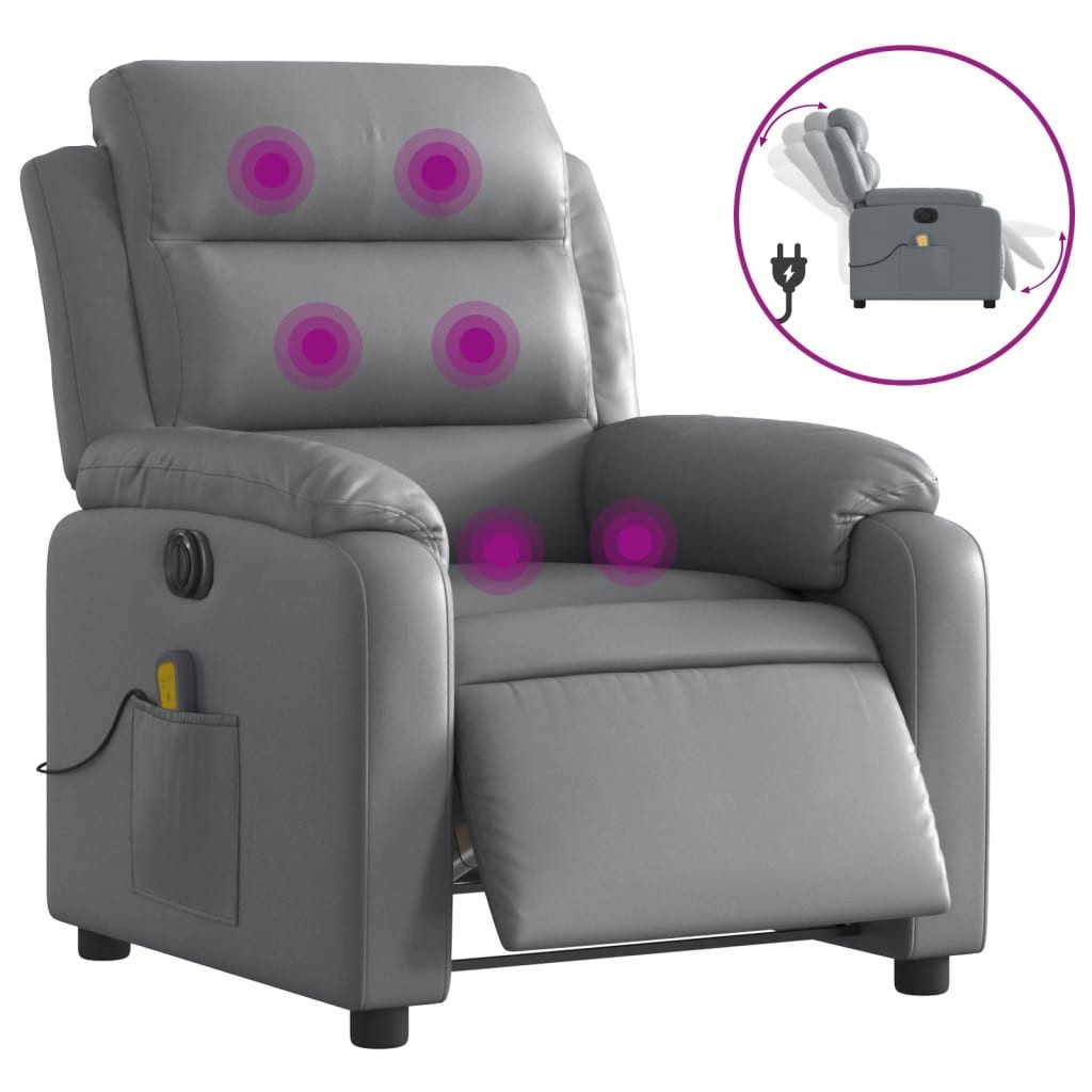 vidaXL Sessel Massagesessel Elektrisch Grau Kunstleder günstig online kaufen