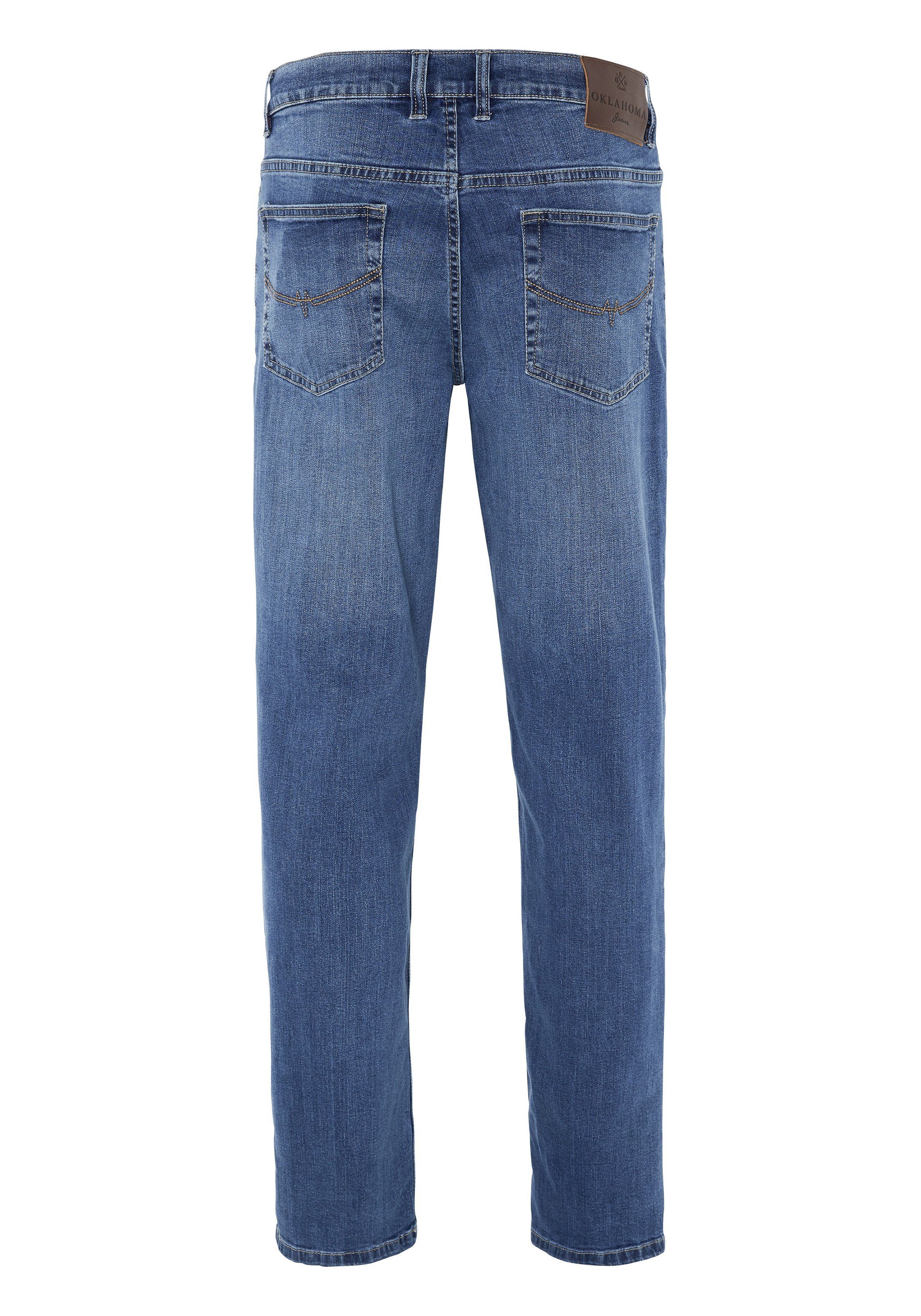 Oklahoma Straight-Jeans raffiniertem Jeans Schnitt (1-tlg) mit hellblau