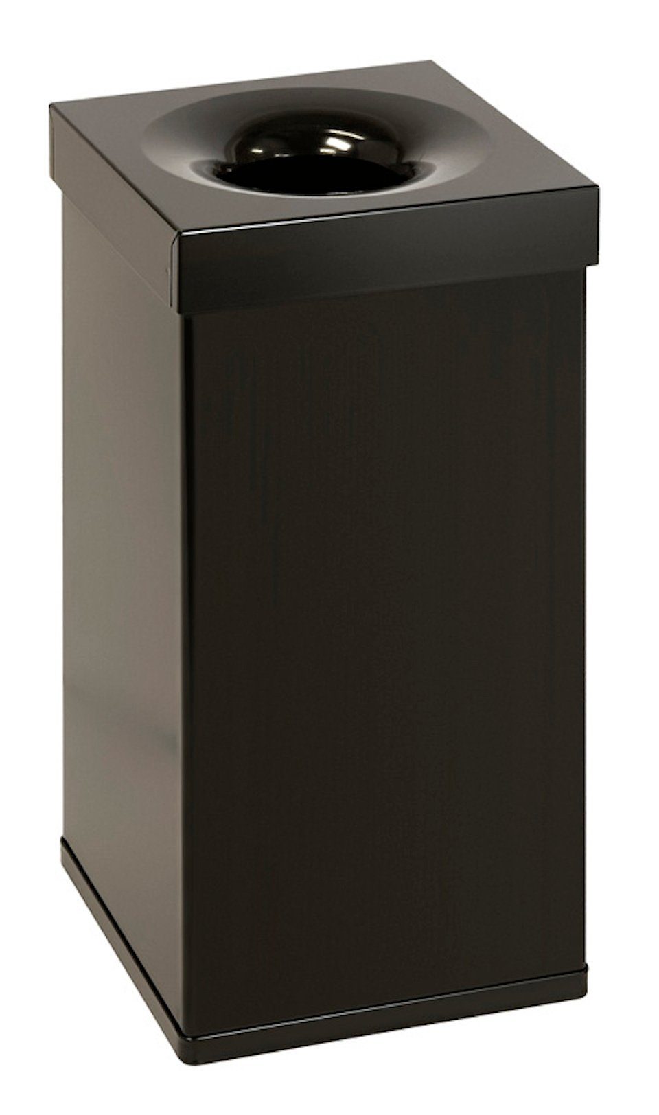 PROREGAL® Mülleimer Selbstlöschender eckiger Abfallsammler aus Aluminium, 55L, Schwarz