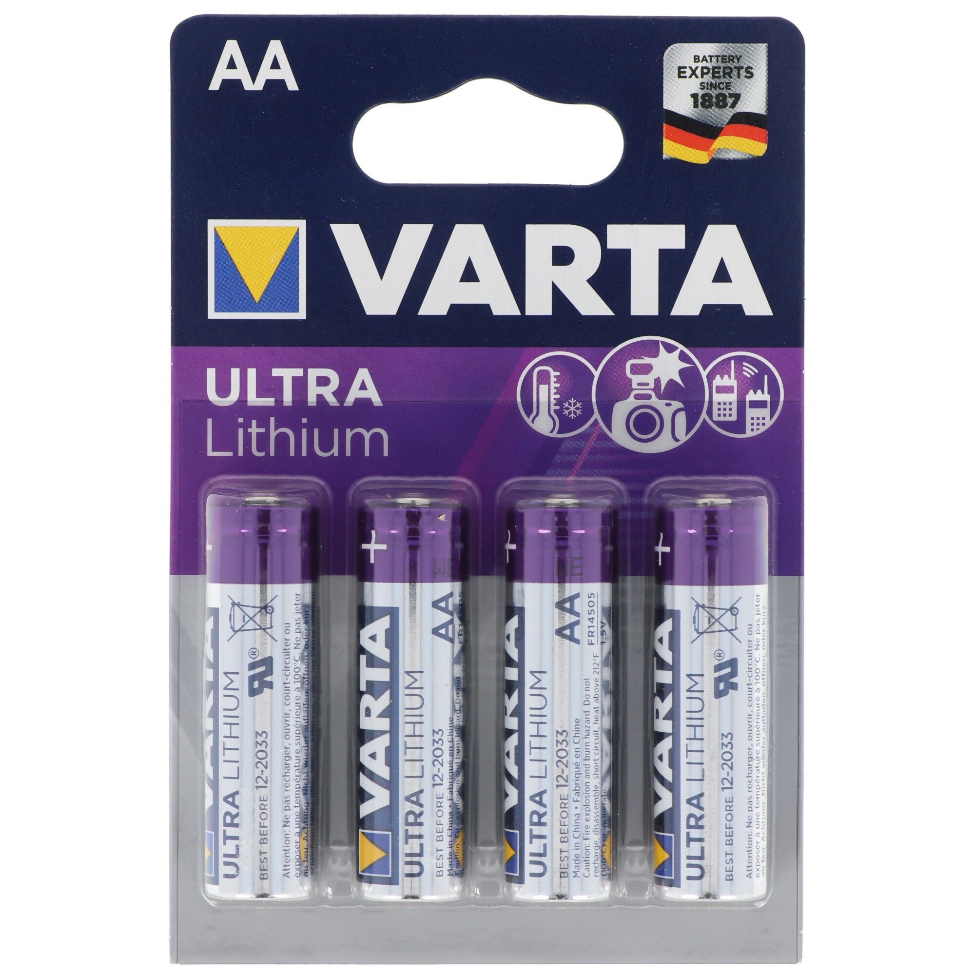 VARTA Varta Ultra Lithium Mignon AA, Varta Lithium Batterien, 6106, 1,5V, 4 Batterie