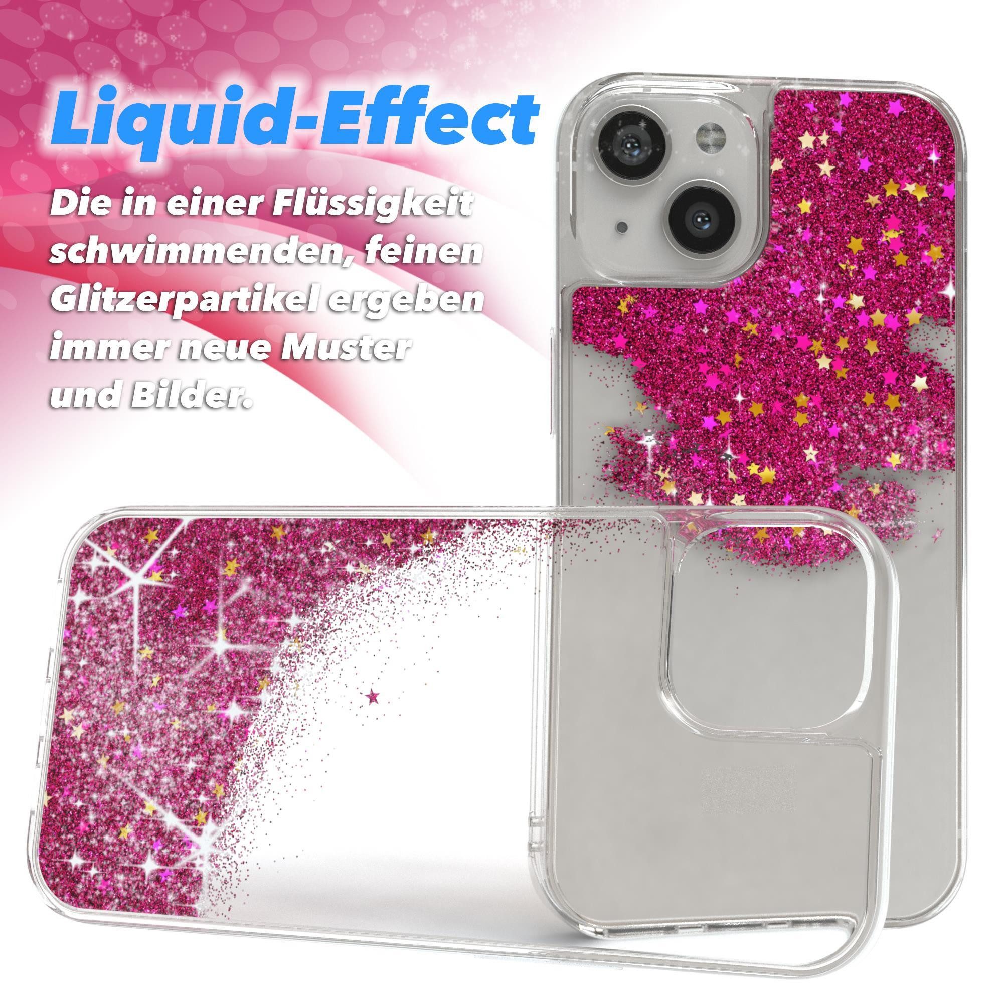 EAZY CASE Handyhülle Liquid Glittery Case für Apple iPhone 13 6,1 Zoll, Glitzerhülle Shiny Slimcover stoßfest Durchsichtig Bumper Case Pink – Bild 4 von 5