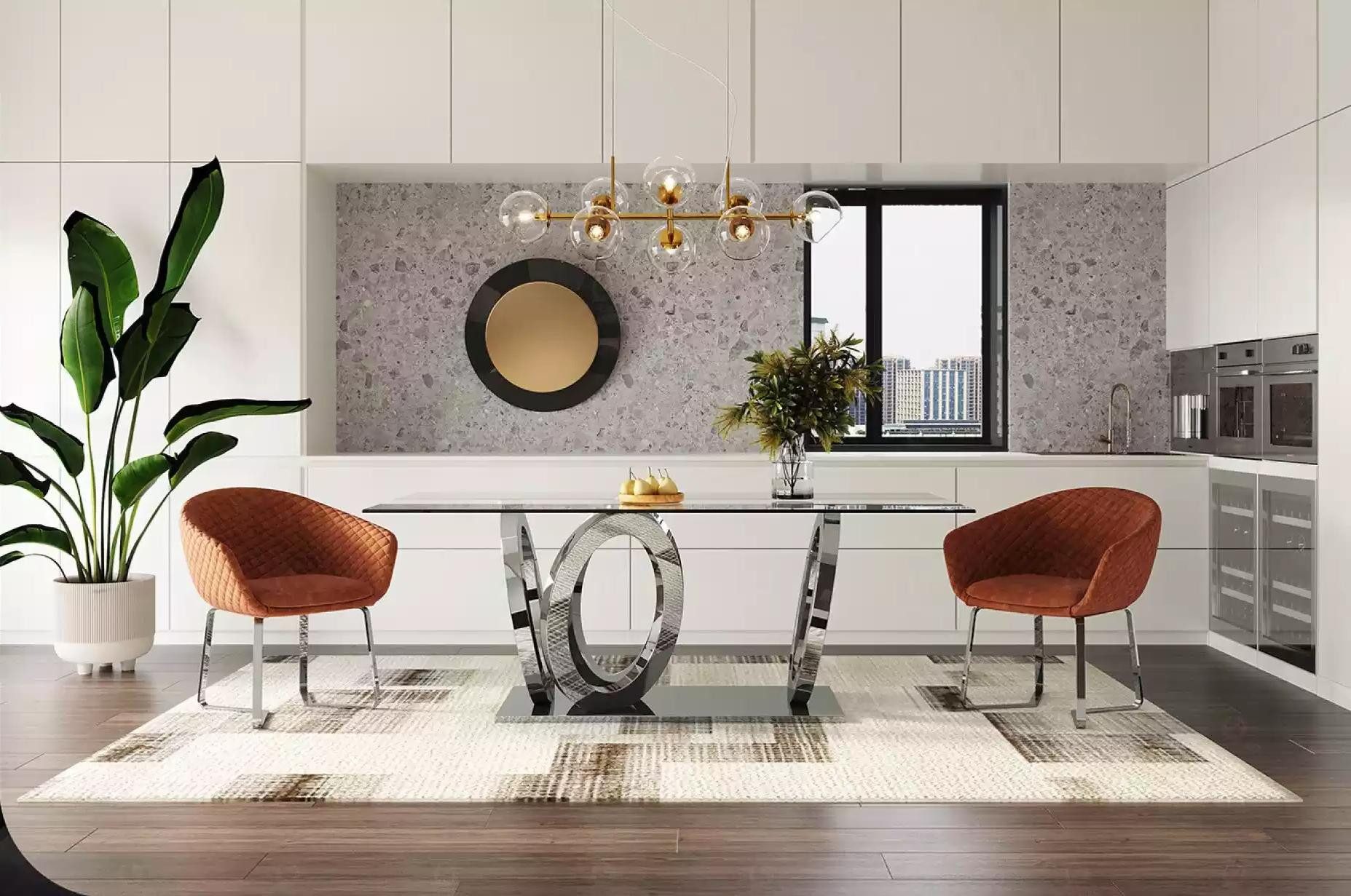Esstisch Designer Esstisch mit Glasoberfläche und modernem Design