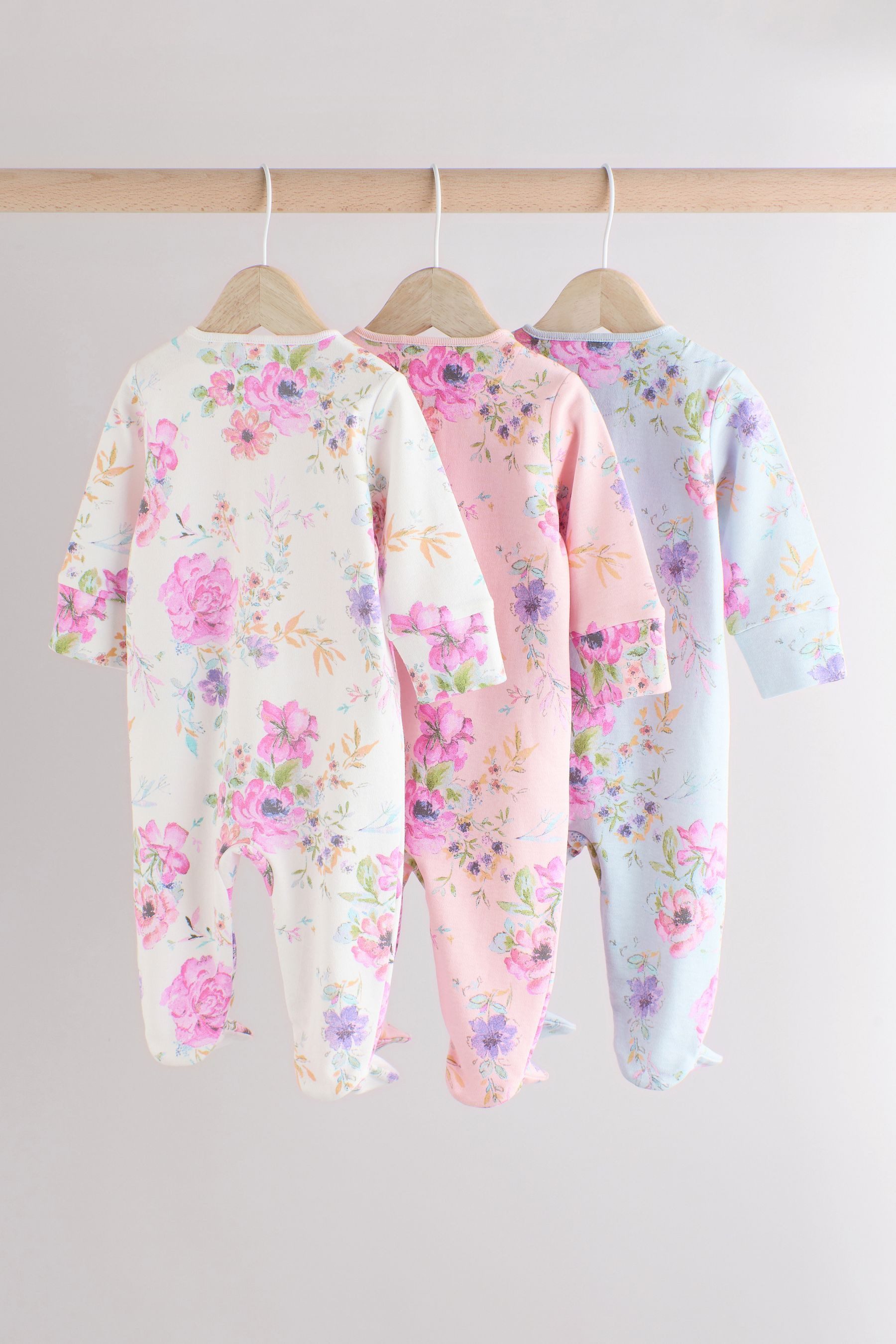 Next Schlafoverall Florale Baumwollstrampler, 3 Stk. günstig online kaufen