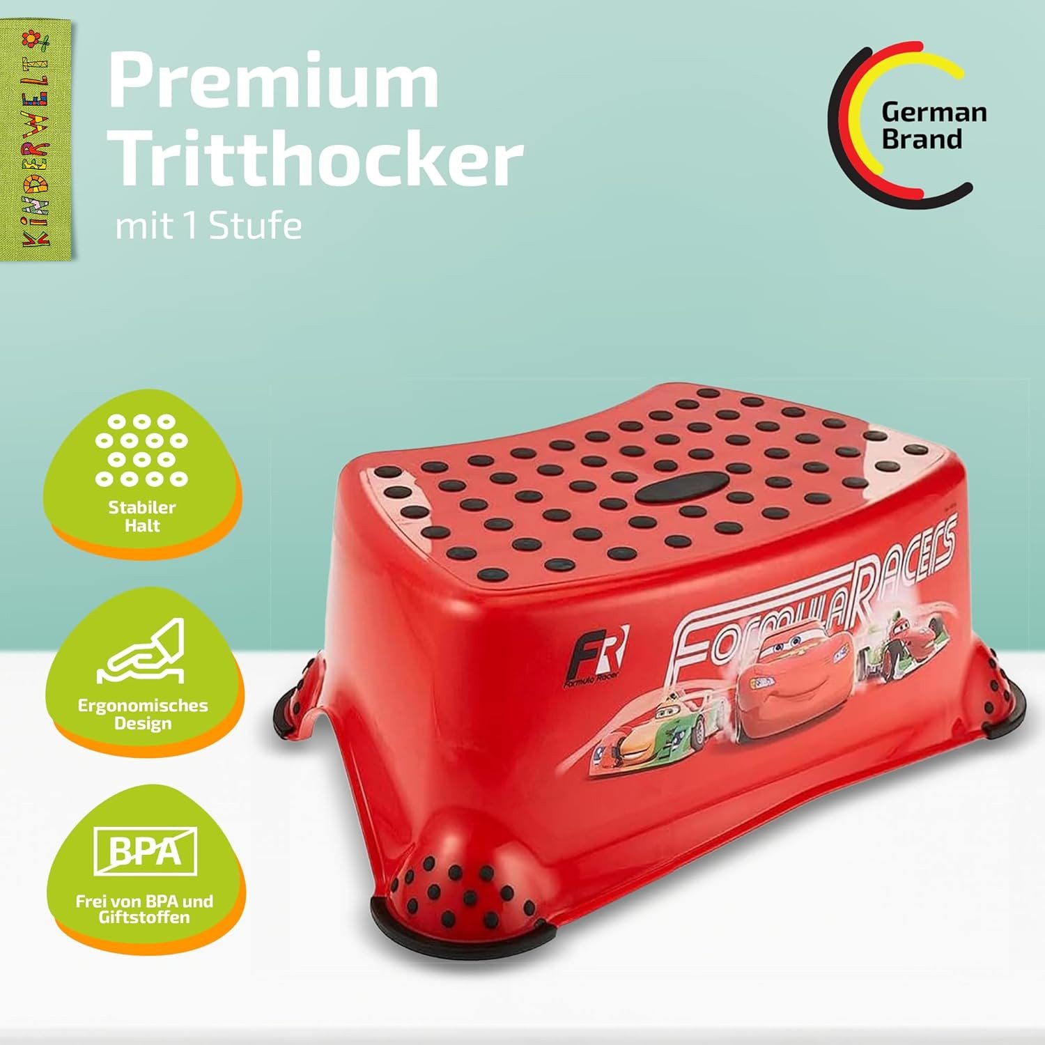 KiNDERWELT Tritthocker Premium Tritthocker Disney Cars rot stabiler Hocker günstig online kaufen