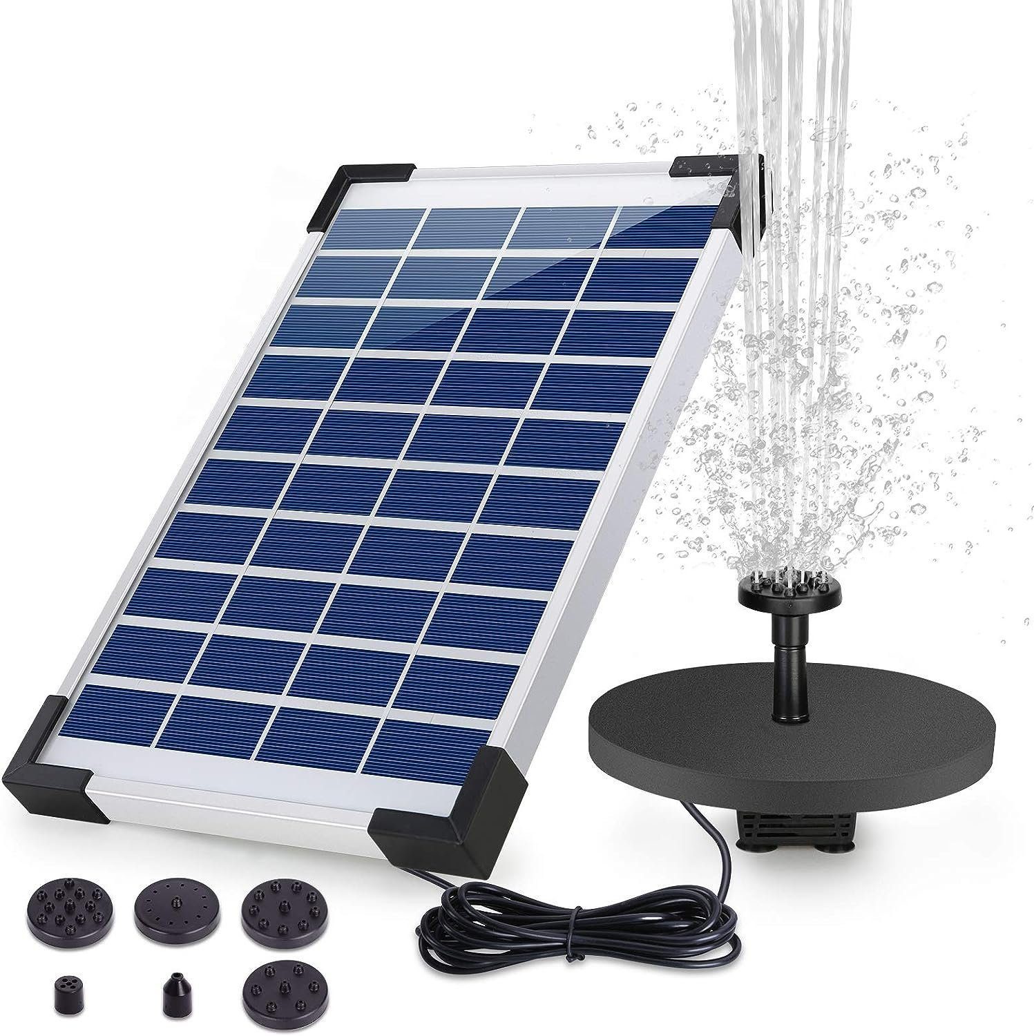 BlingBin Solarpumpe Solar Springbrunnen Fontäne Garten-Brunnen Teichpumpe Wasserspiel (1er Set, 1-tlg., Solar Wasserpumpe Set), Solar Fontäne Pumpe für Garten,Vogelbad,DIY Wasserspiele