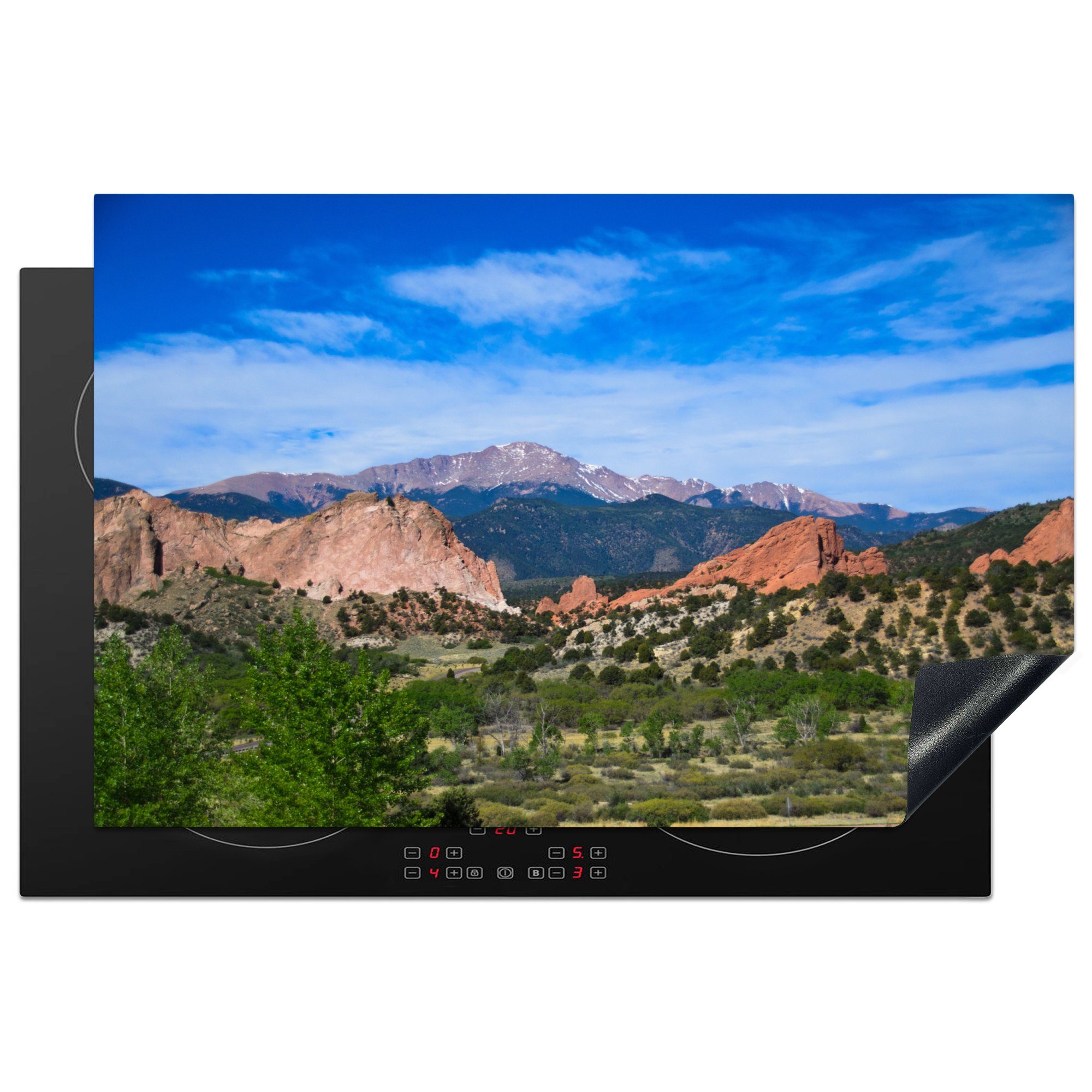 MuchoWow Herdblende-/Abdeckplatte Der Blick auf den Pikes Peak im nordamerikanischen Colorado, Vinyl, (1 tlg), 81x52 cm, Induktionskochfeld Schutz für die küche, Ceranfeldabdeckung