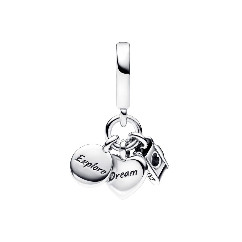 Pandora Charm-Einhänger 792703C01*, Reisen, Liebe, Welt, Kamera, Kompass