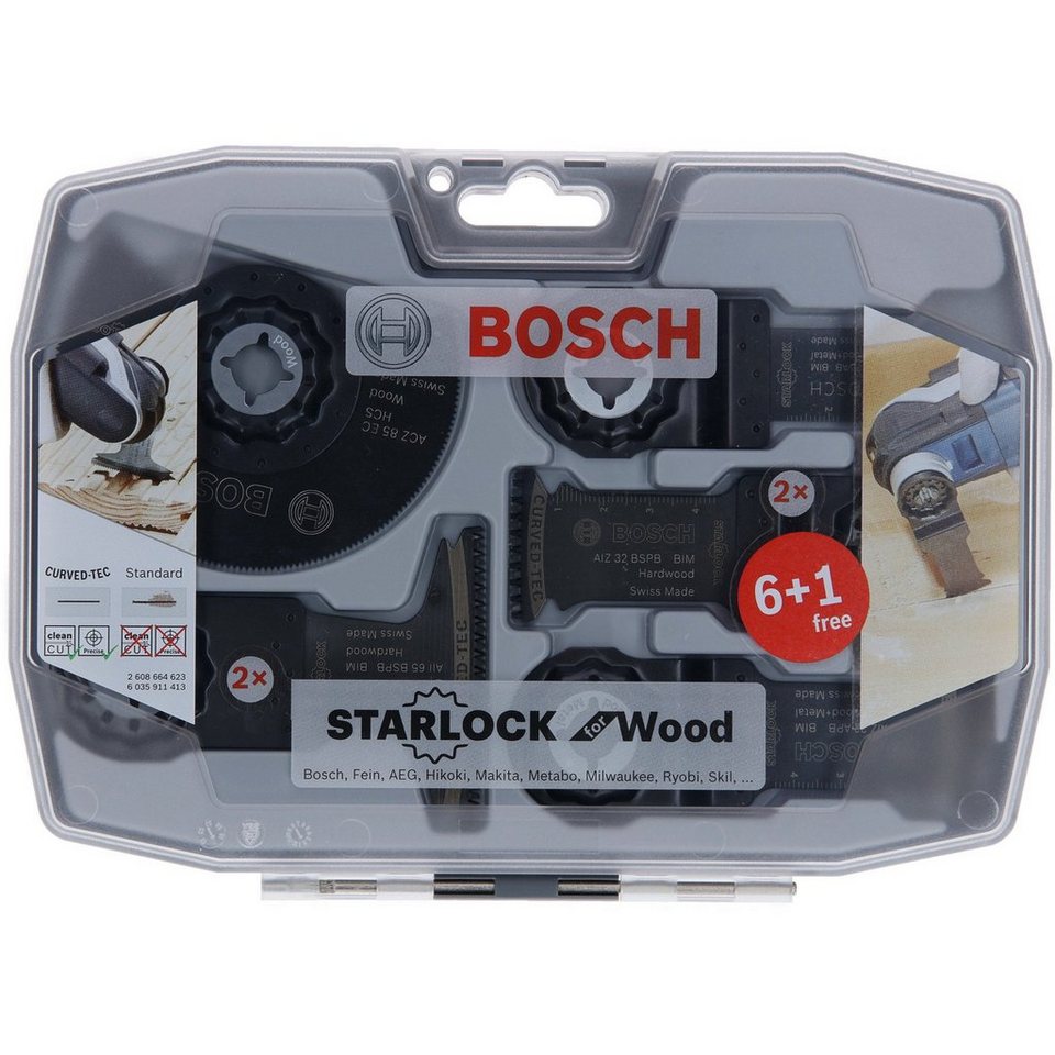 Bosch Professional Sägeblatt Starlock-Set für Holz, 6+1-teilig (Set, 7-St),  Aufnahmesystem: Starlock