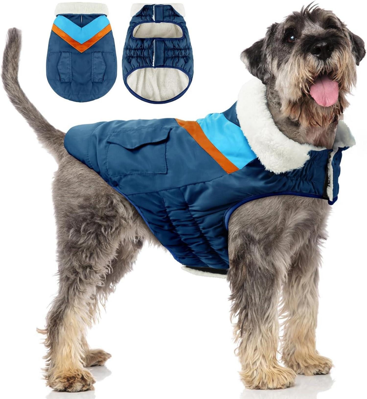 Schutzkragen Hundemantel Große Hunde Warme Winterjacke Klettverschluss 3XL
