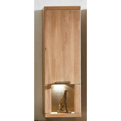 Lomadox Hängevitrine BOZEN-36 inkl. LED-Beleuchtung Wildeiche Bianco Massivholz Fronten 40/123/37 cm