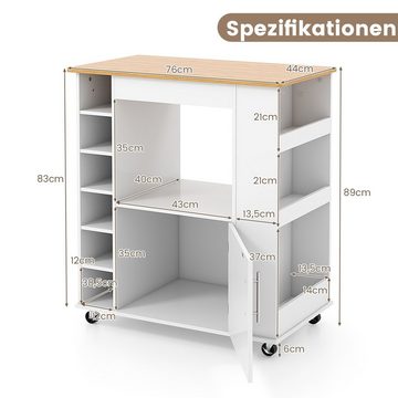 COSTWAY Küchenwagen, mit Gewürzregalen für 6 Flaschen, rollbar, bis 61kg