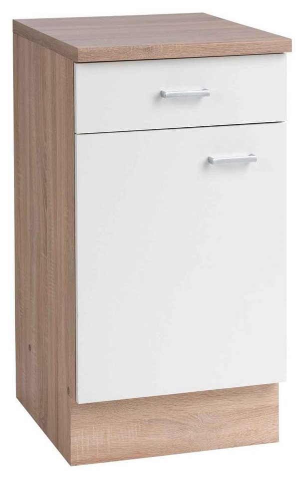 Schublade, Küchen Tür 40 und Weiß, 1 Menke Dekor, 1 Eiche mit Sonoma Breite Unterschrank SONEA, cm