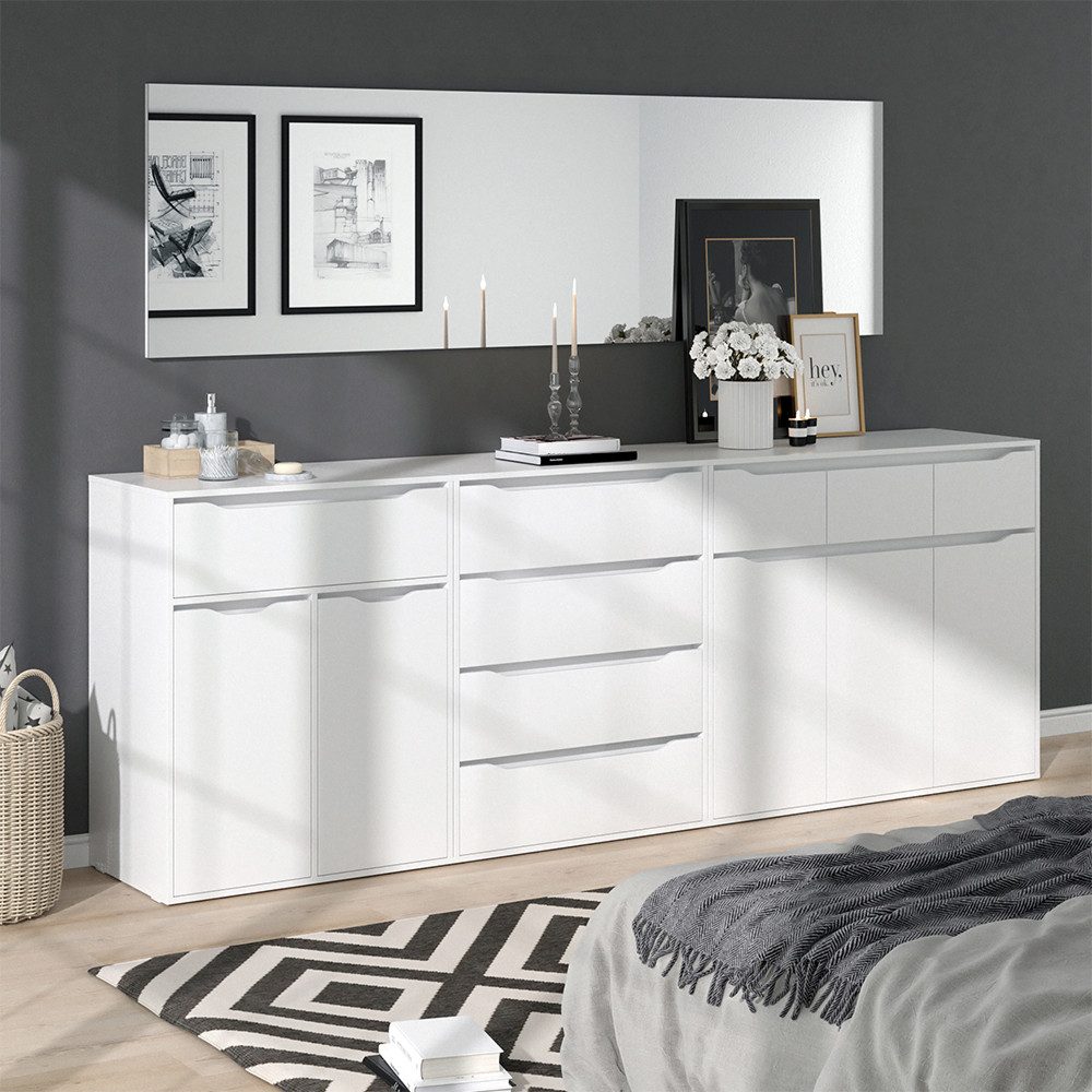 Vicco Kommode Ruben, Weiß, 120 x 101 cm mit Schubladen (1 St)