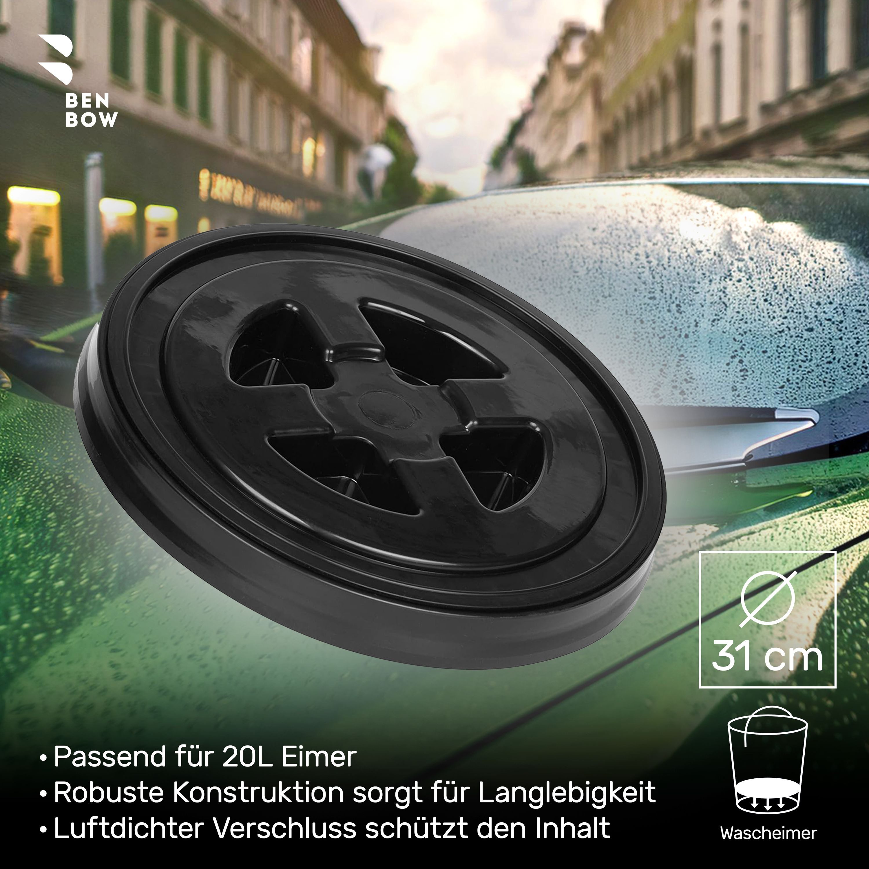 BENBOW Reinigungs-Set Eimer-Deckel Schwarz - Ideal für Wascheimer, professionelle Autowäsche, (1-teilig), Eimer-Deckel Schwarz - Ideal für Wascheimer, professionelle Autowäsche