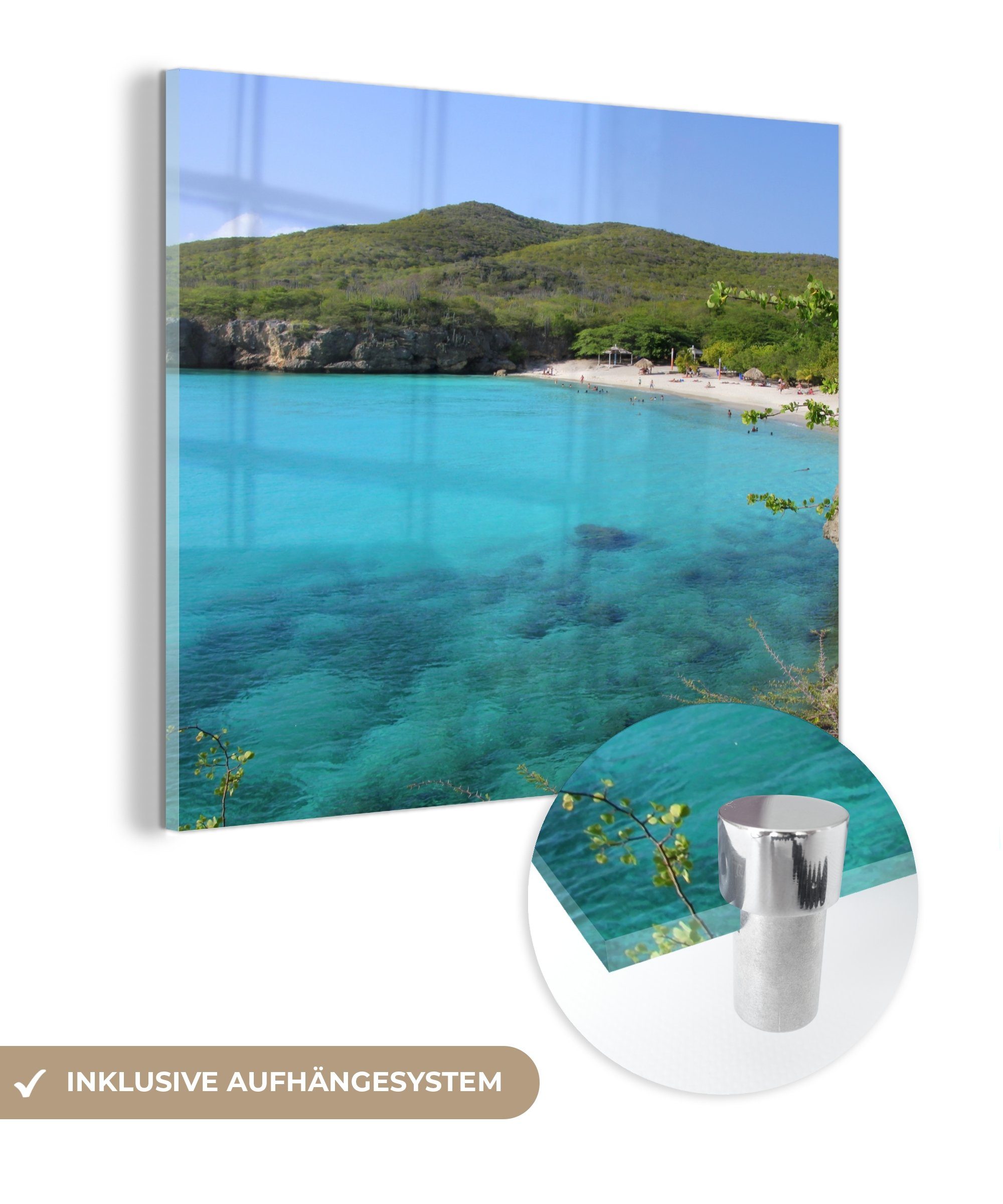 MuchoWow Acrylglasbild Strand - Curacao - Insel, (1 St), Glasbilder - Bilder auf Glas Wandbild - Foto auf Glas - Wanddekoration