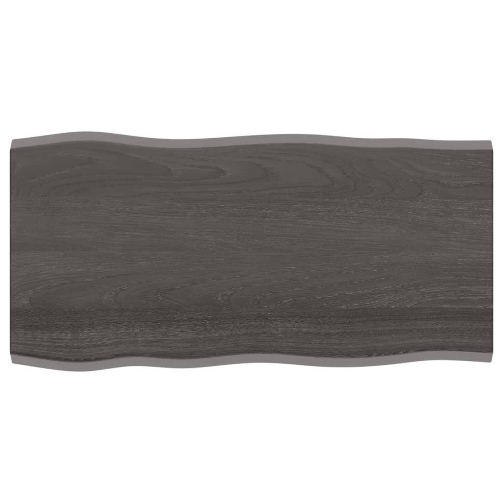 furnicato Tischplatte 100x50x2 cm St) Eiche (1 Baumkante Behandelt Massivholz