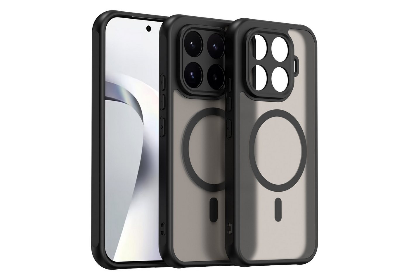 Wigento Handyhülle MagSafe für Xiaomi 17T TPU Hybrid Kameraschutz Matt Schwarz 6,59 Zoll, Magnetisch, Durchsichtig, Stoßfest