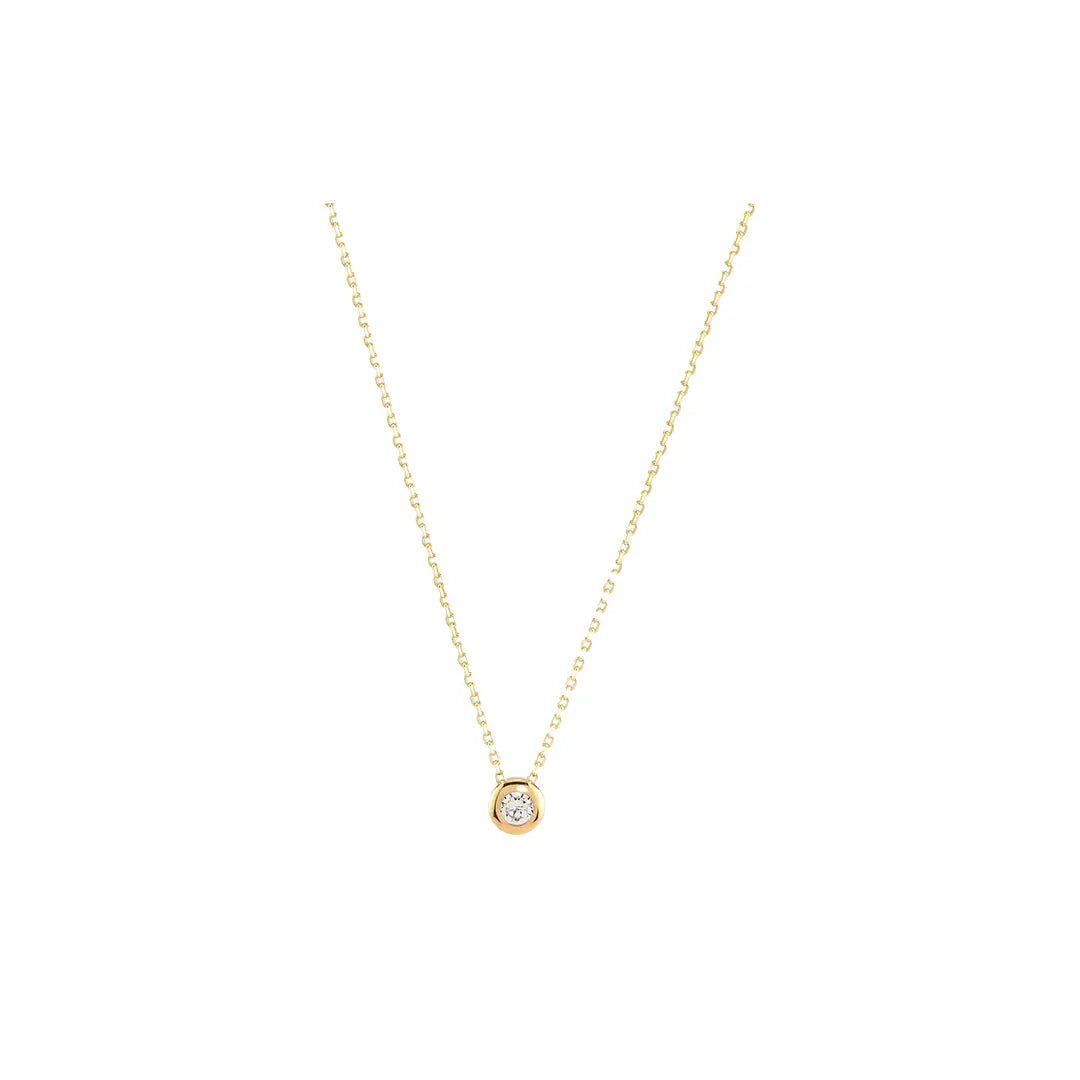 Kette mit Anhänger 375 Echtgold Solina runder Zirkonia
