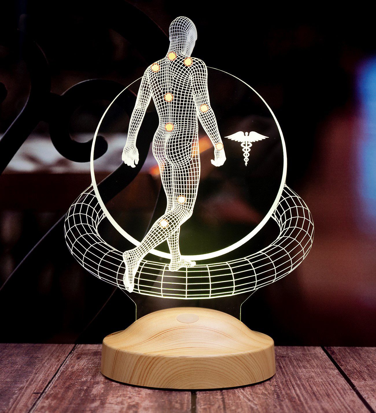 Geschenkelampe LED Nachttischlampe Physiotherapeut 3D Tischlampe Büro Geschenk für Physiotherapeuten, Leuchte 7 Farben fest integriert, Arzten, Heilpraktiker, G – Bild 4 von 5