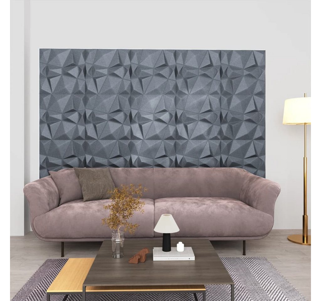 Thumbnail - vidaXL 3D Wandpaneel, Wandverkleidung 24 Stk. 50x50 cm Diamant Grau 6 m²