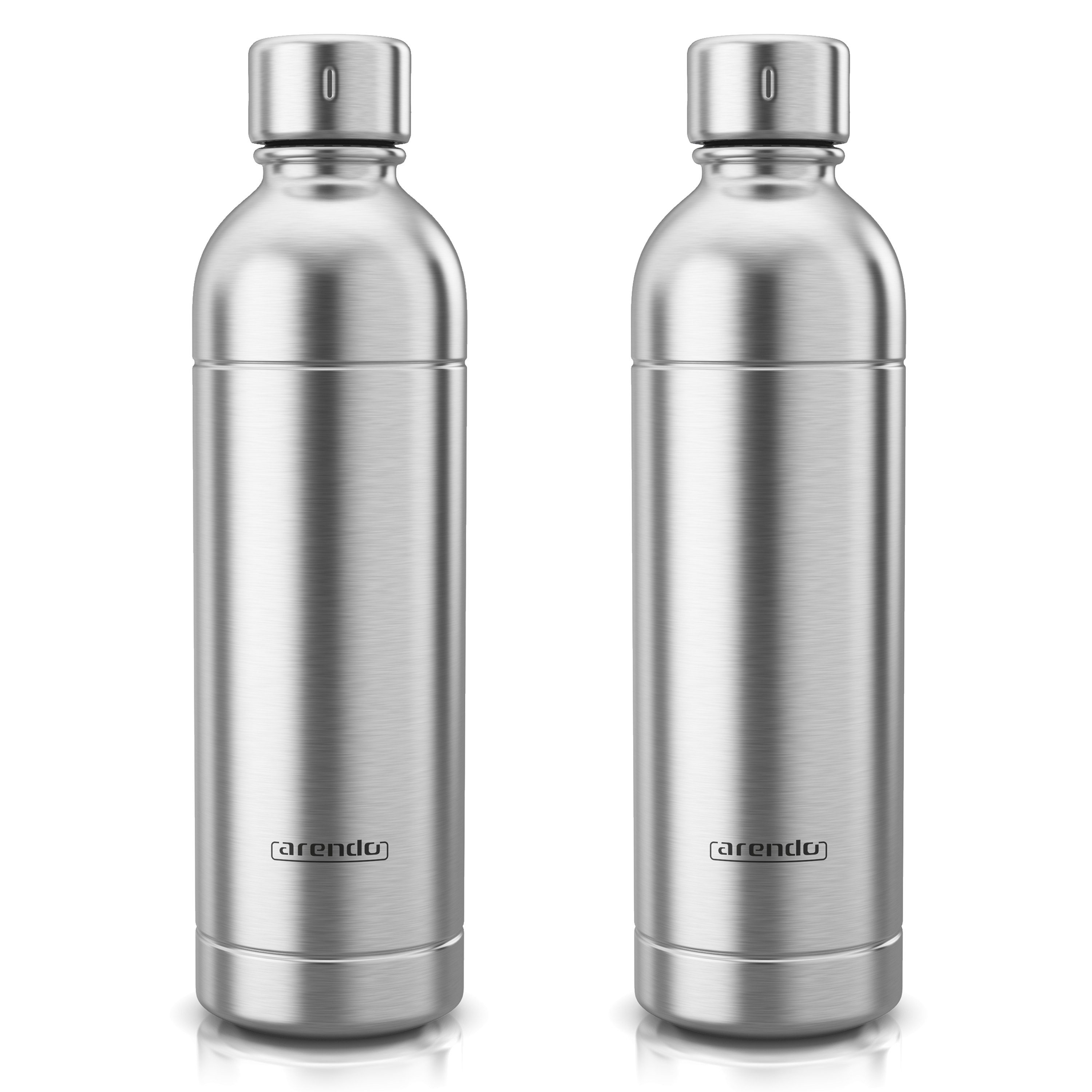 Arendo Wassersprudler Flasche 2er Set Wassersprudler Flasche Edelstahl 1000 ml, (2-tlg), kompatibel mit Arendo SodaMakern, SodaStream Easy & Aarke Carbonator 3