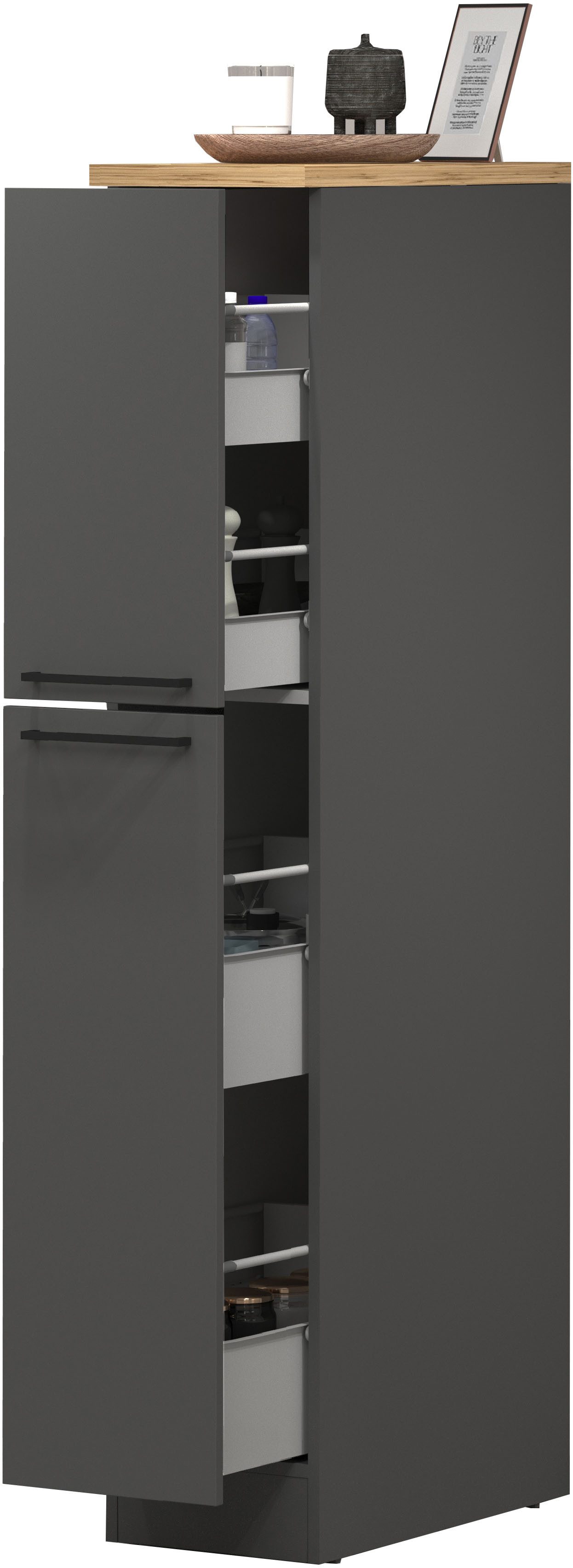 KOCHSTATION Apothekerschrank KS-Sole Breite 30 cm, 2 Auszüge, 4 Fächer