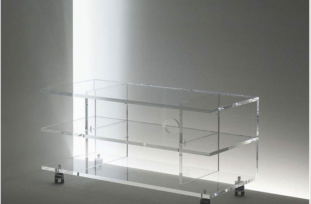 Design Objekte Rollcontainer Acryl TV-Möbel rollbar vielen Ablagemöglichkeiten, Extrem hochwertiges Acryl mit hohem Makrolonanteil