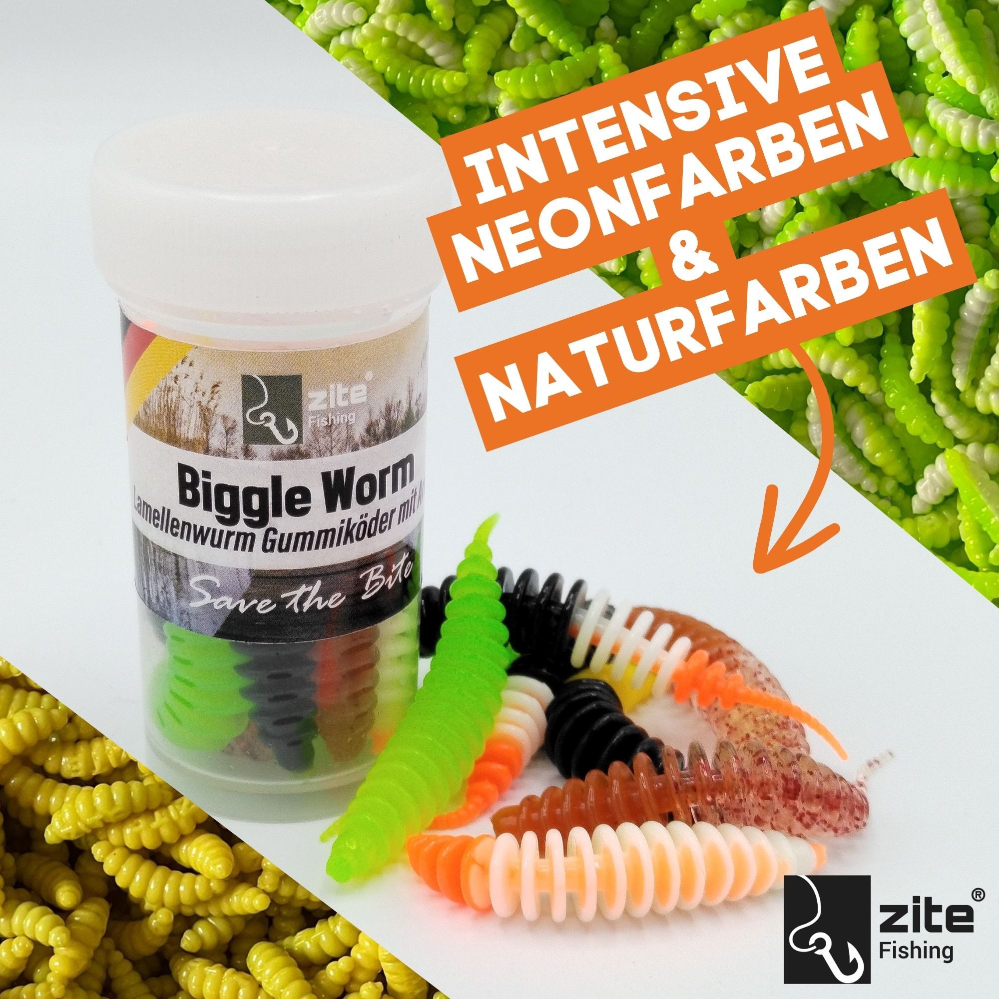 Zite Kunstköder Biggle Worm 6,5 cm 8 Stück - Lamellenwurm fürs UL-Angeln - Gummiköder