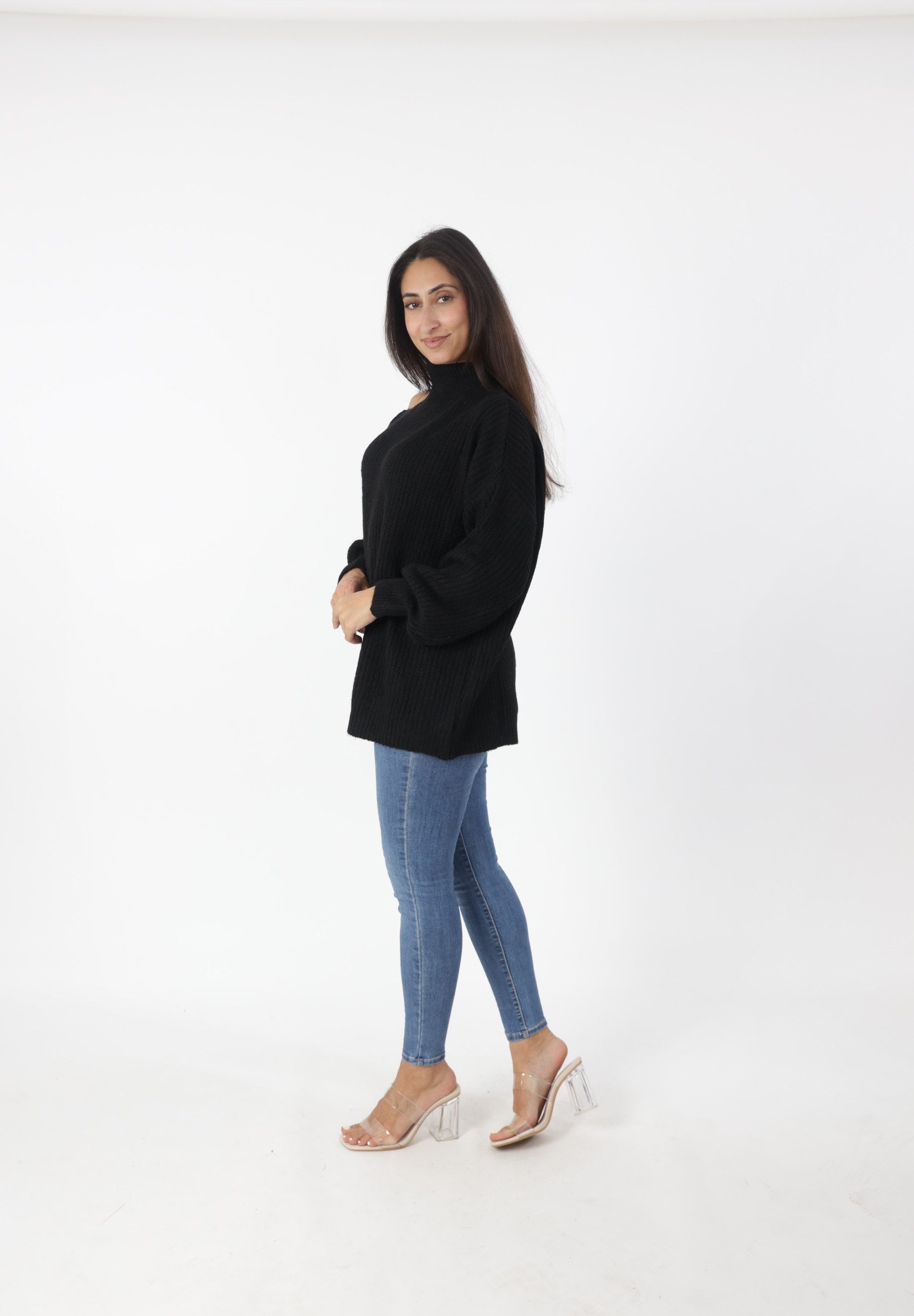 Elara Strickpullover Damen Strickpullover mit Rollkragen – Lockerer Oversize Pullover