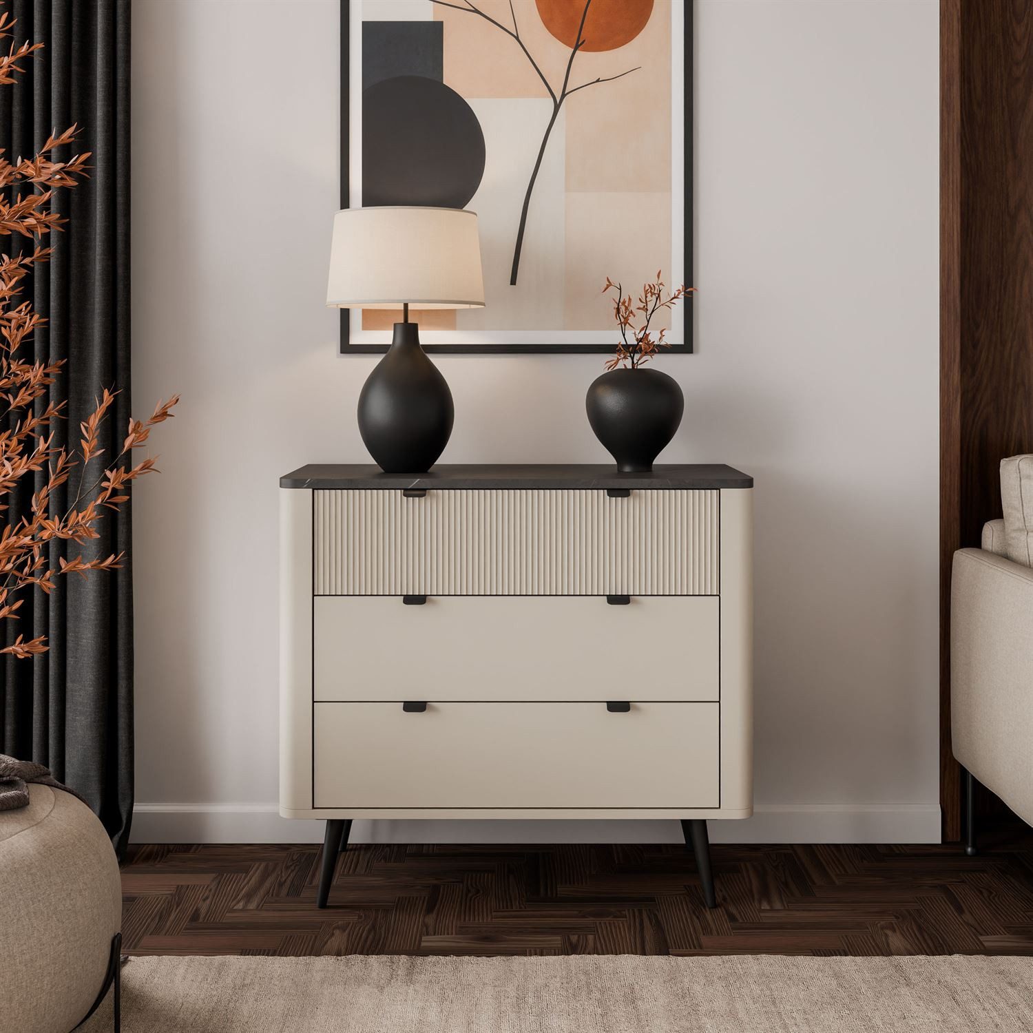 Lookway Kommode für das Wohnzimmer AUTUMN 3S auf hohen Beinen