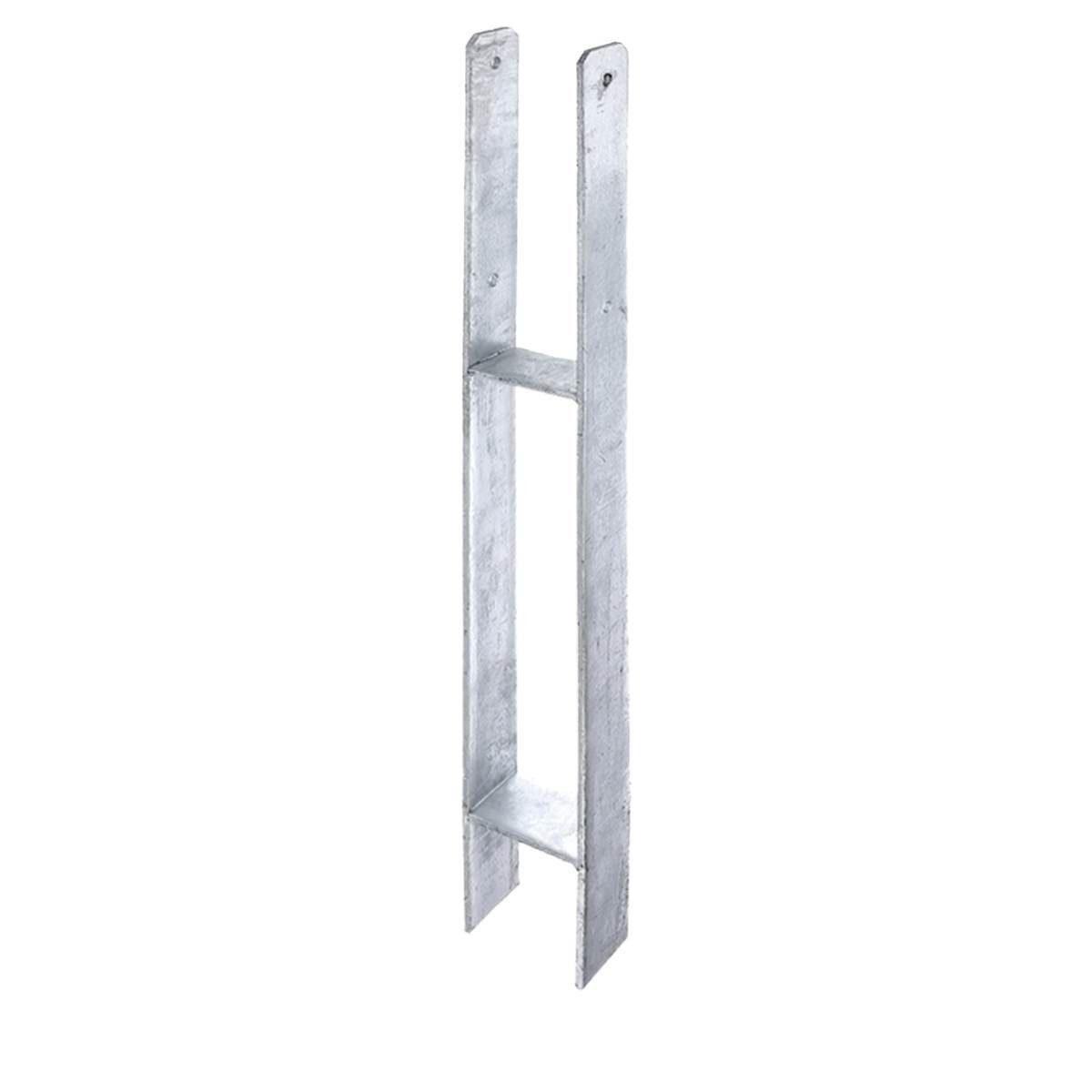 siwitec Pfostenträger 6 x H-Pfostenträger 800 x 121 mm, Materialstärke 6 mm, feuerverzinkt, für Carports, hohe Flecht- und Sichtschutzzäune, Holzkonstruktionen, Holzzäune, zum Einbetonieren, (Enthält insgesamt sechs siwitec H-Pfostenträger)