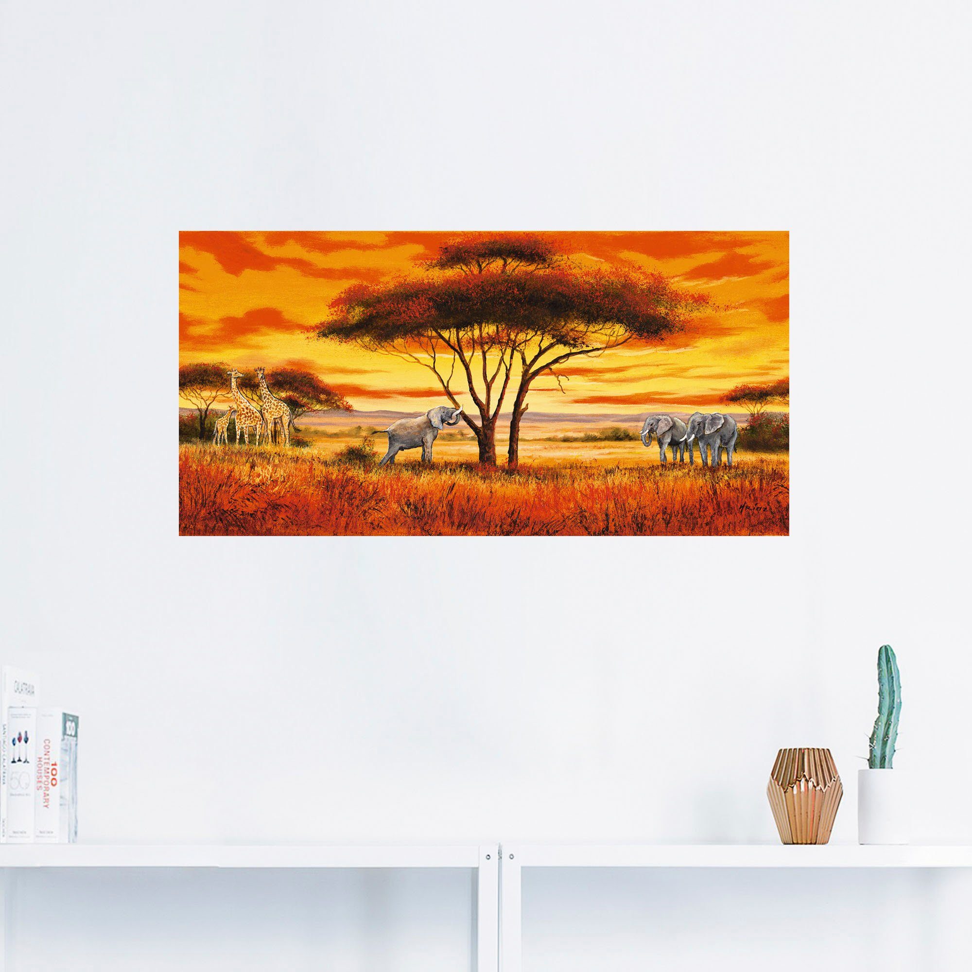 Afrikanische Wandbild Landschaft Poster Größen II, Wandaufkleber oder Afrika als Artland in St), Leinwandbild, (1 versch. Alubild,